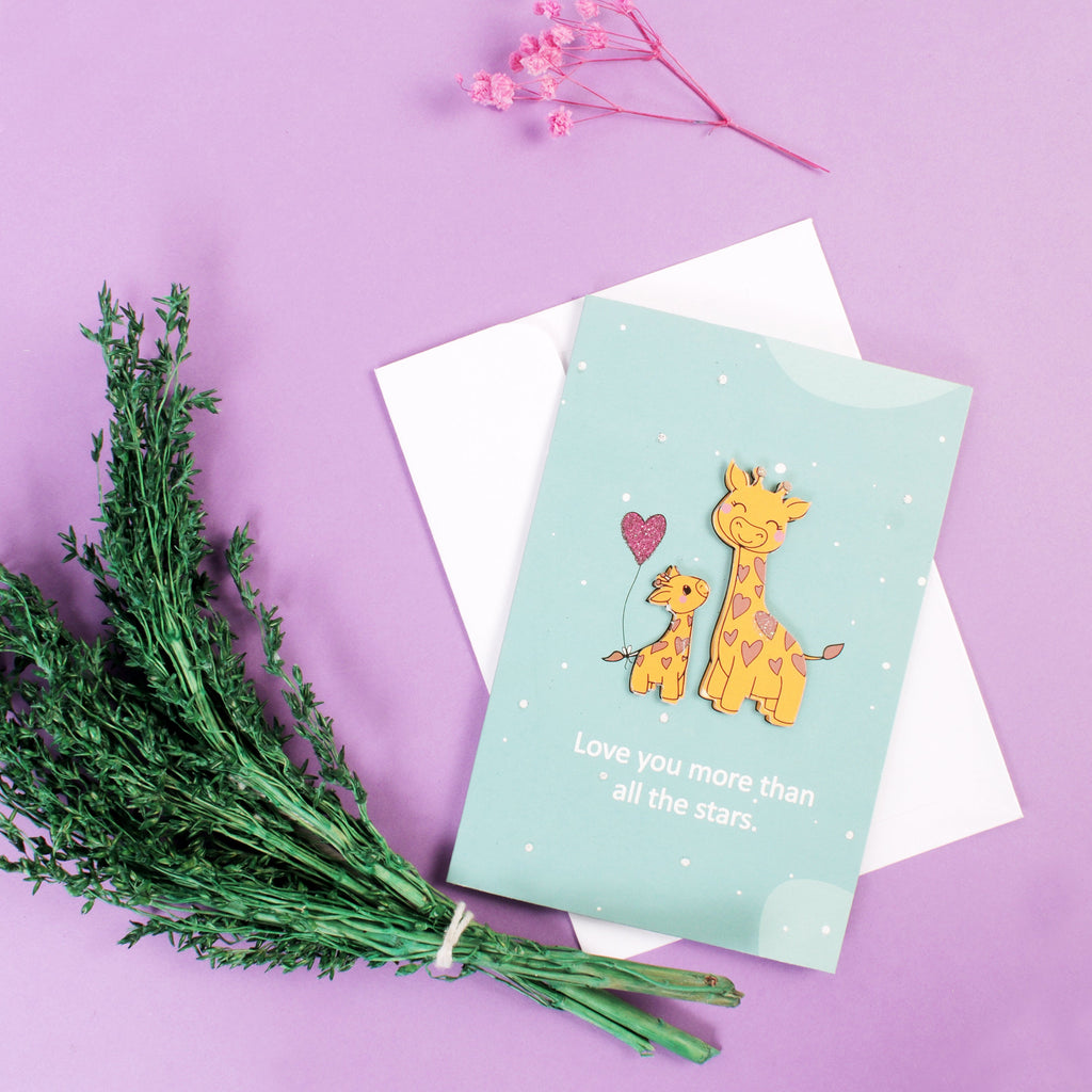 Mother's day Card And Envelop Love you more than all the stars 4 x 6inch 1pc