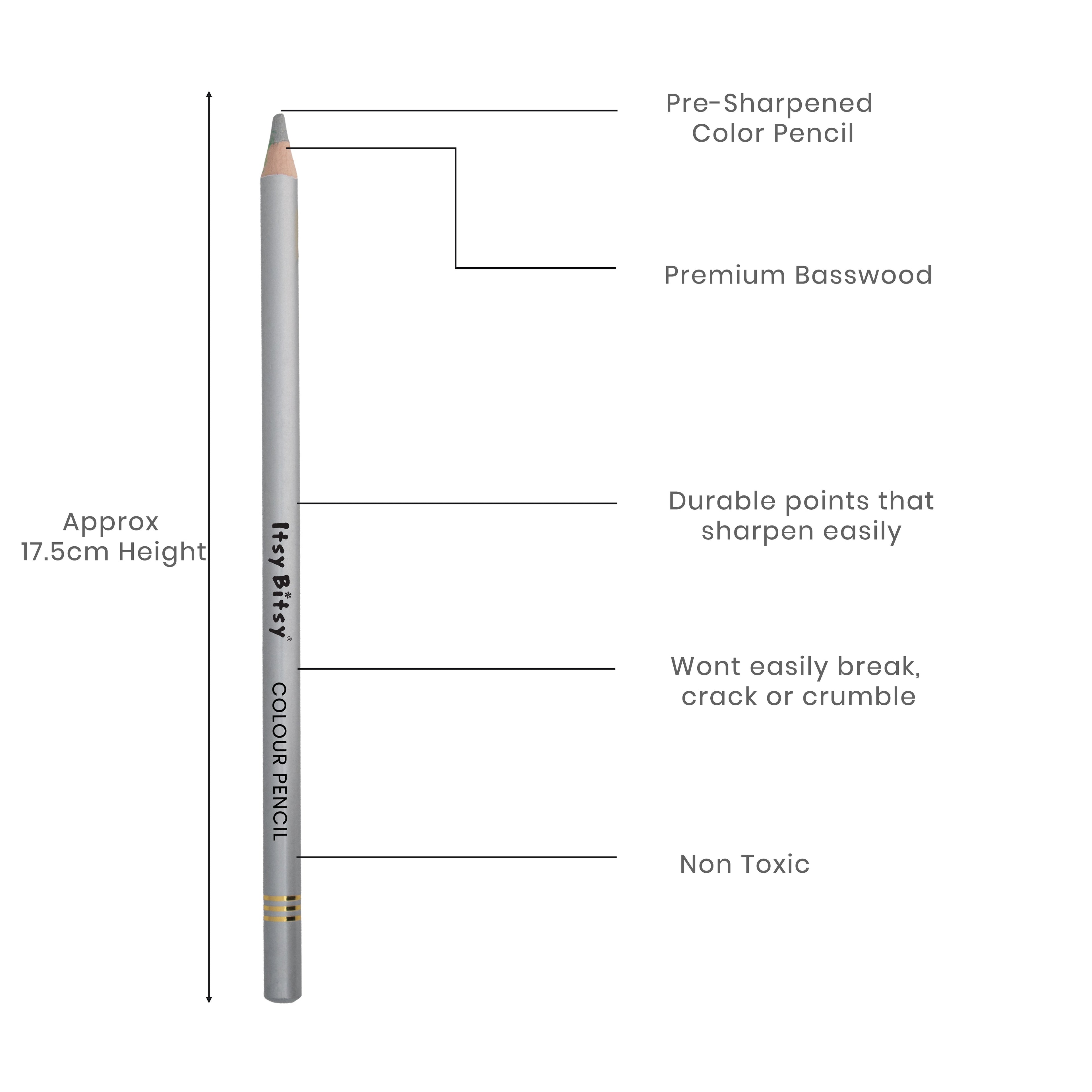 Premium Artist Metallic Colour Pencil 1pc - Silver