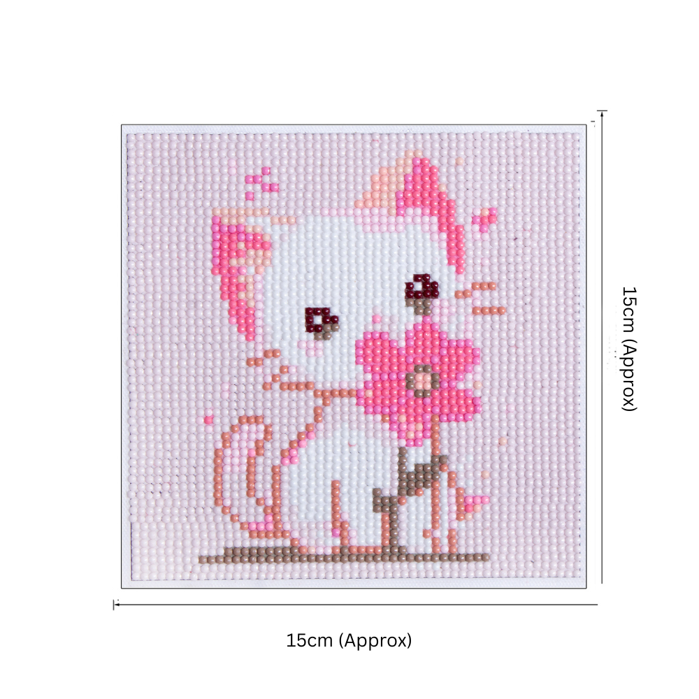 (15 x 15 cm) - 5D Diamond Painting - Cat  Matching Frame Combo
