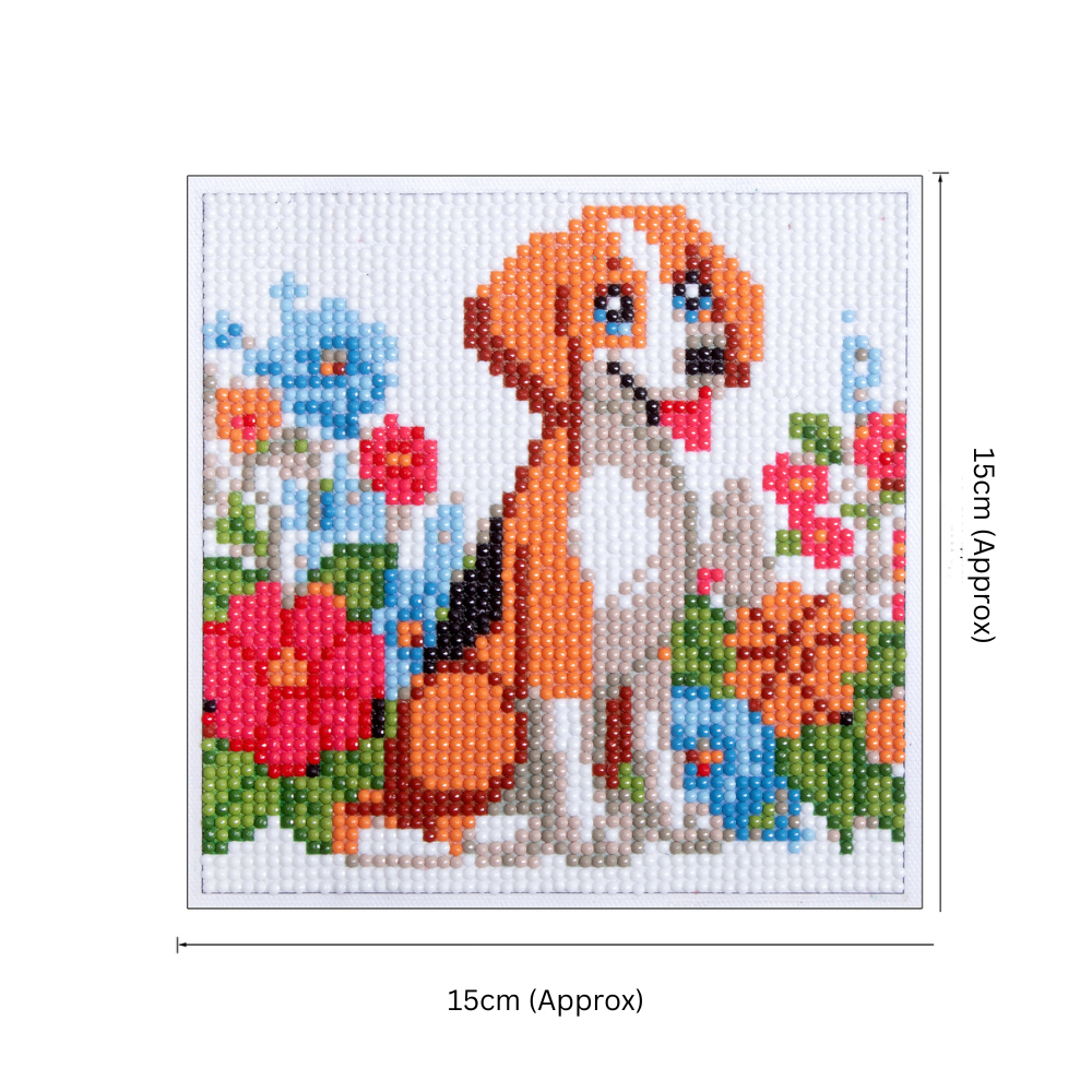 (15 x 15 cm) - 5D Diamond Painting - Dog  Matching Frame Combo