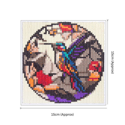 (15 x 15 cm) - 5D Diamond Painting - Parrot  Matching Frame Combo