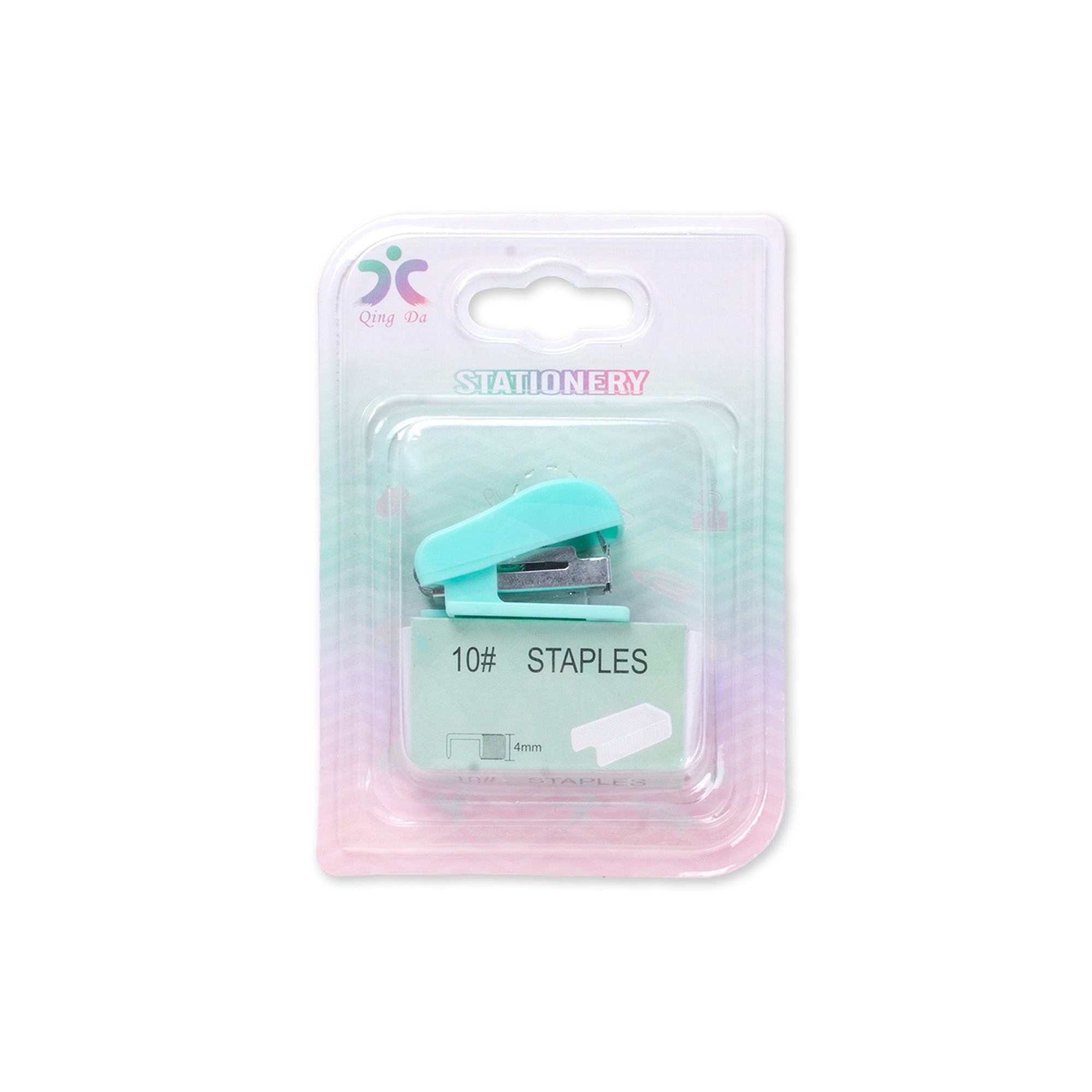 Mini Stapler with Stapler Pin No.10 4mm Pin Size Teal 1set Blister
