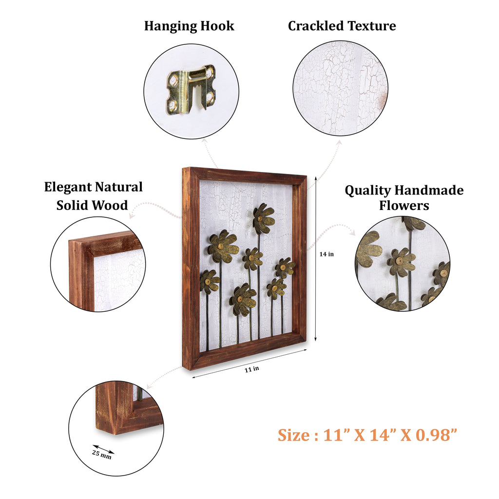 Wall Decor Handmade Daisy Field Golden Copper 3D Floral Art with Metallic Effect Approx H14 X L11