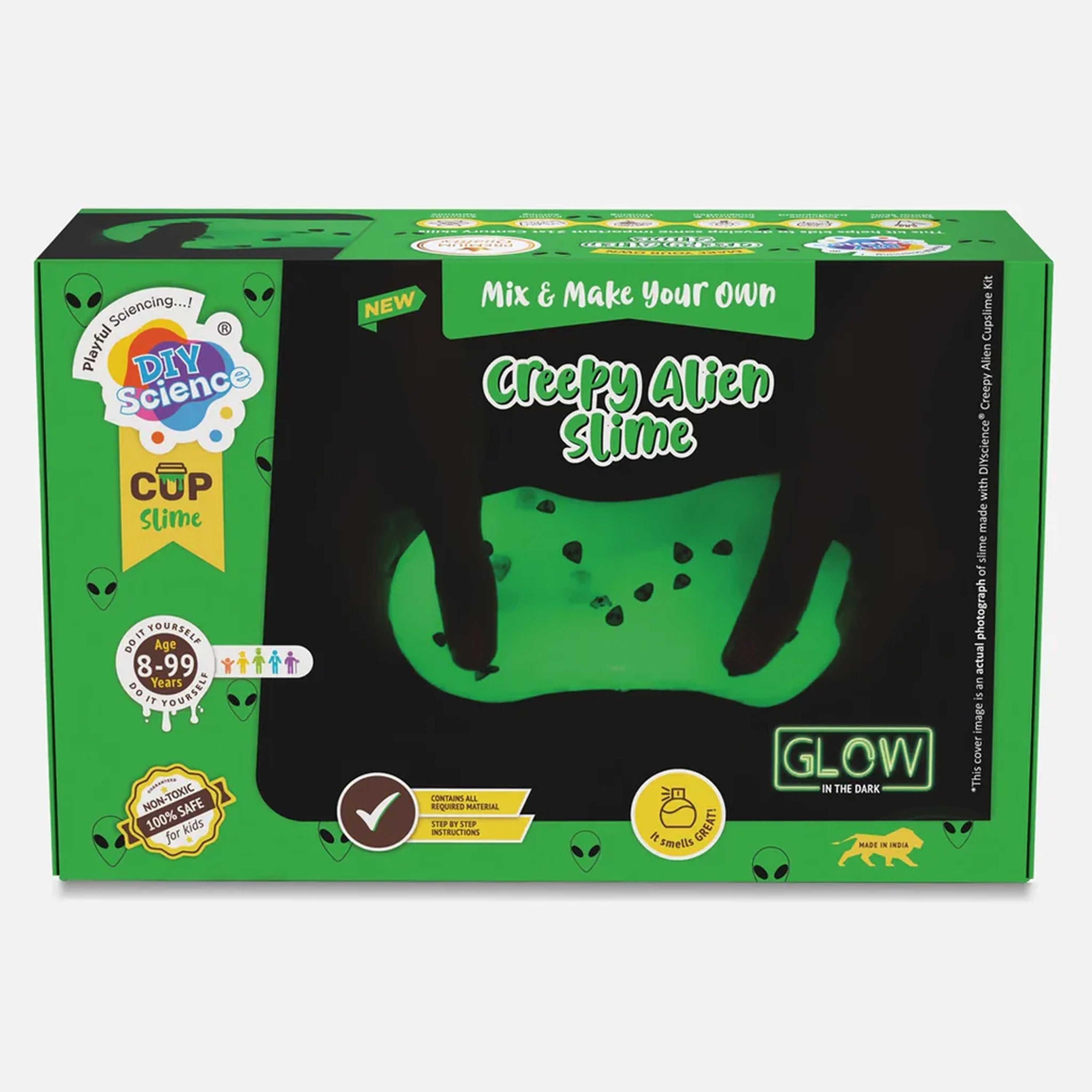 DIY Mix and Make Your Own Glow in the Dark Creepy Alien Slime Box