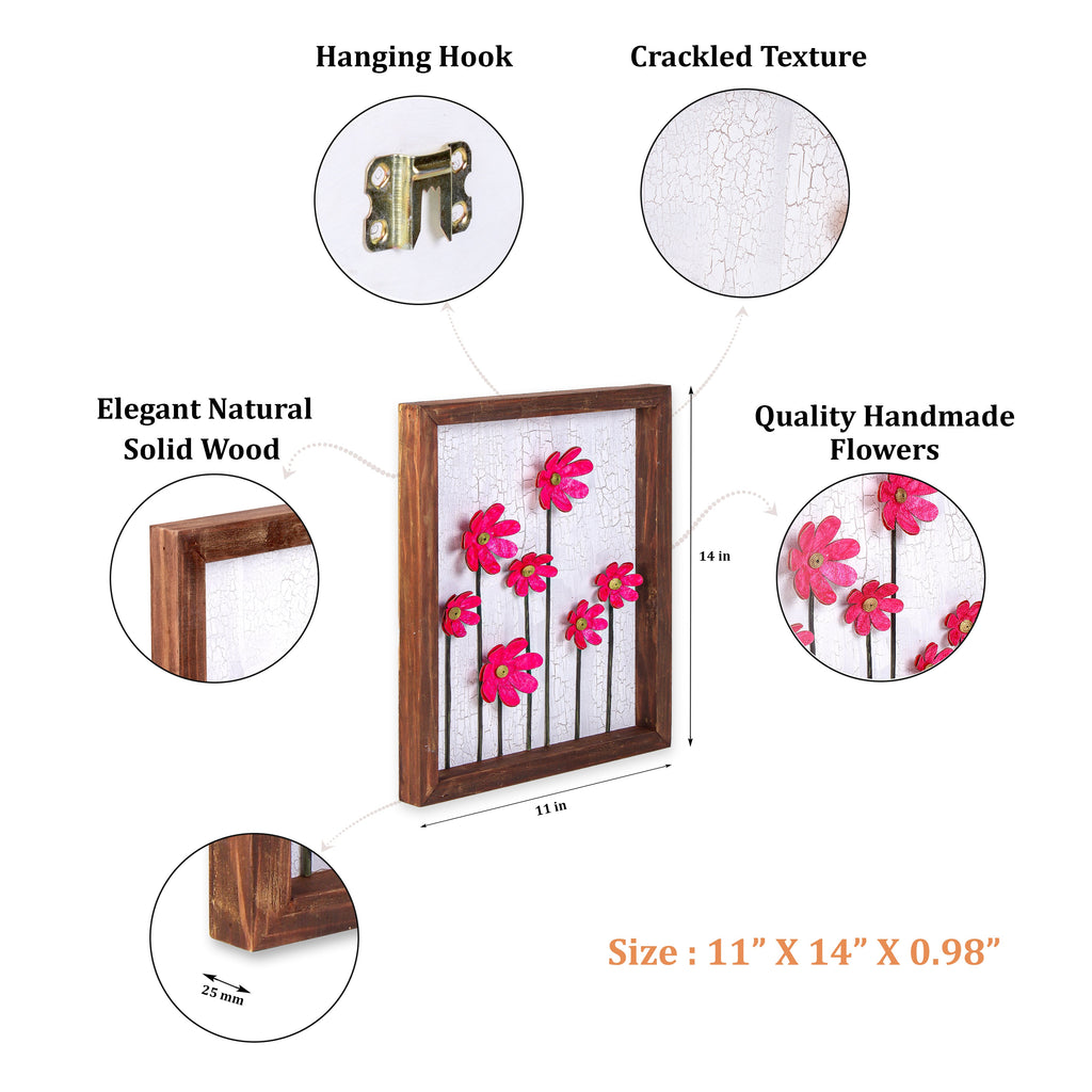 Wall Decor Handmade Daisy Field Pink 3D Floral Art with Metallic Effect Approx H14 X L11 X D0.98inch