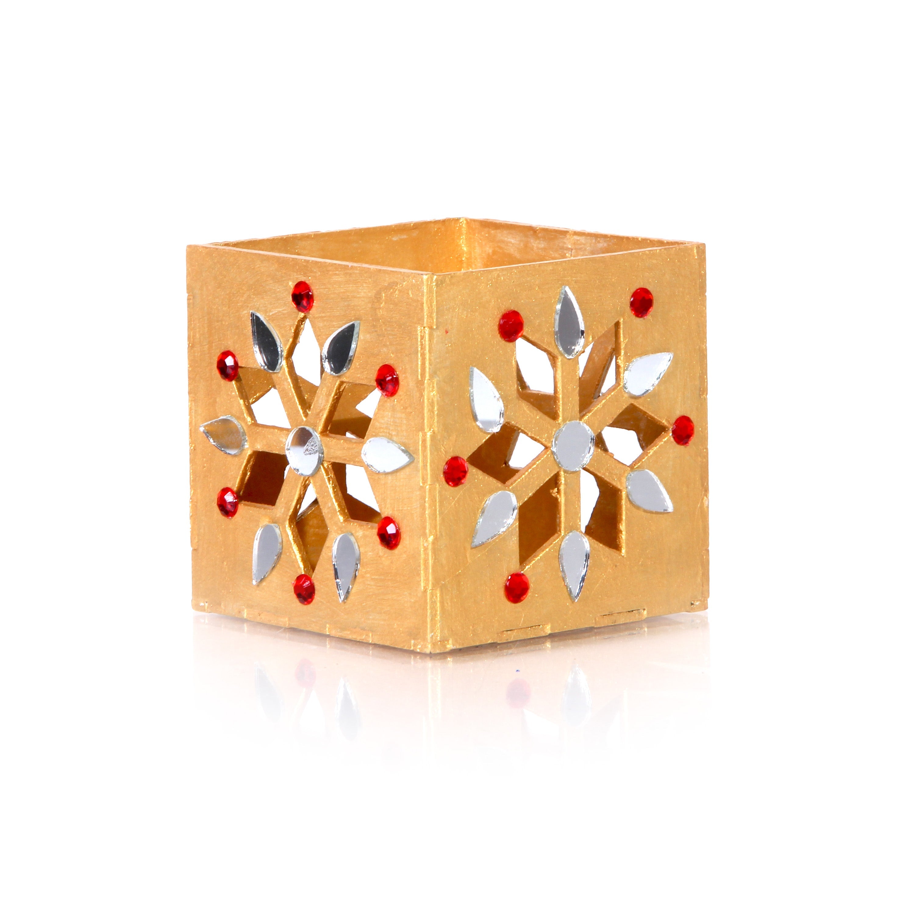 Handmade Decorative Candle Holder Gem Flower Approx 2.8 X 2.8inch 2mm Thick 1pc