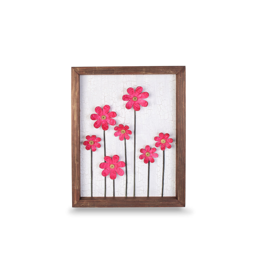 Wall Decor Handmade Daisy Field Pink 3D Floral Art with Metallic Effect Approx H14 X L11 X D0.98inch