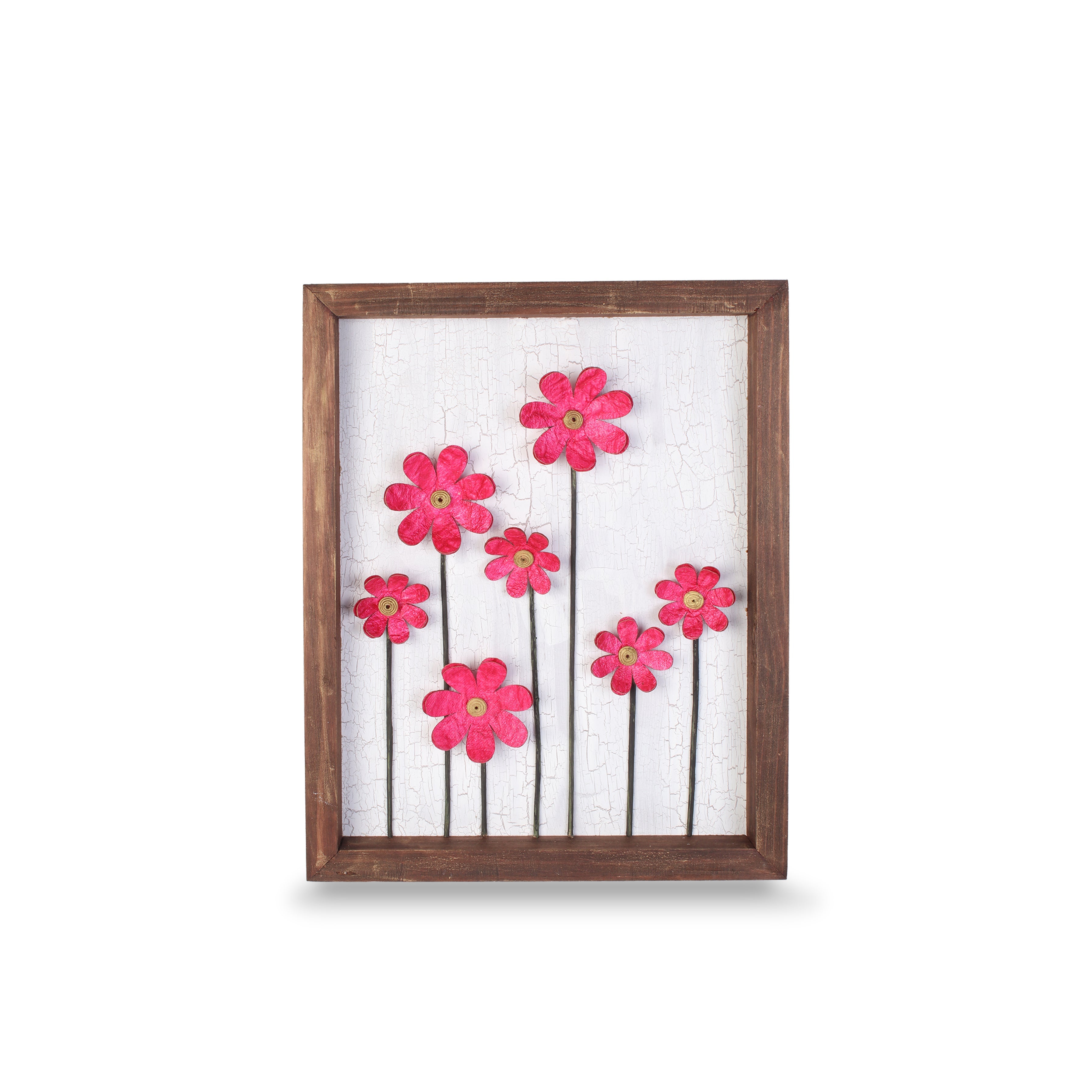 Wall Decor Handmade Daisy Field Pink 3D Floral Art with Metallic Effect Approx H14 X L11 X D0.98inch