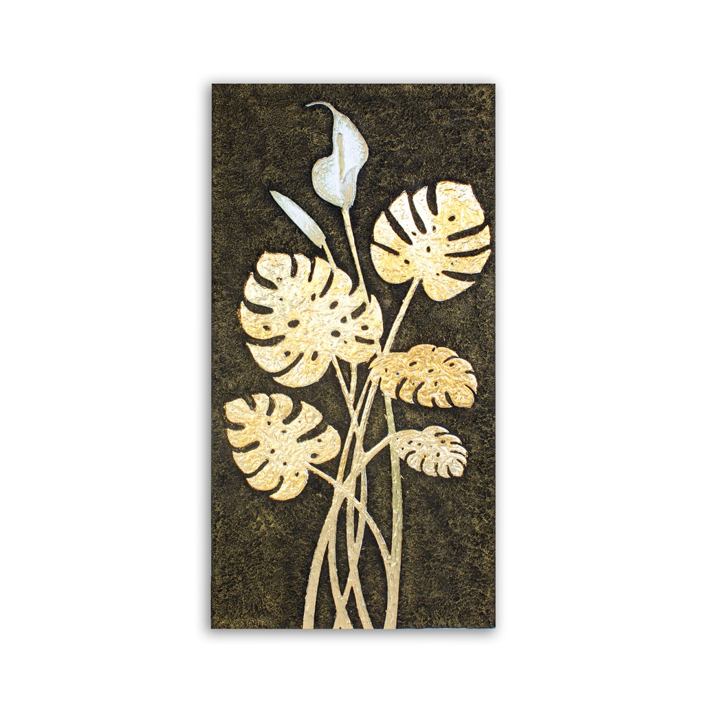 Wall Decor Magnificent Monstera Metallic Sheen Approx H36 X L18 X D1.37inch 1pc