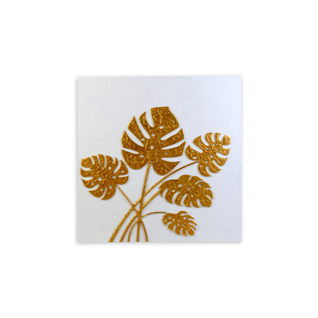 Wall Decor Tropical Monstera Gold Sheen Approx H20 X L20 X D0.98inch 1pc