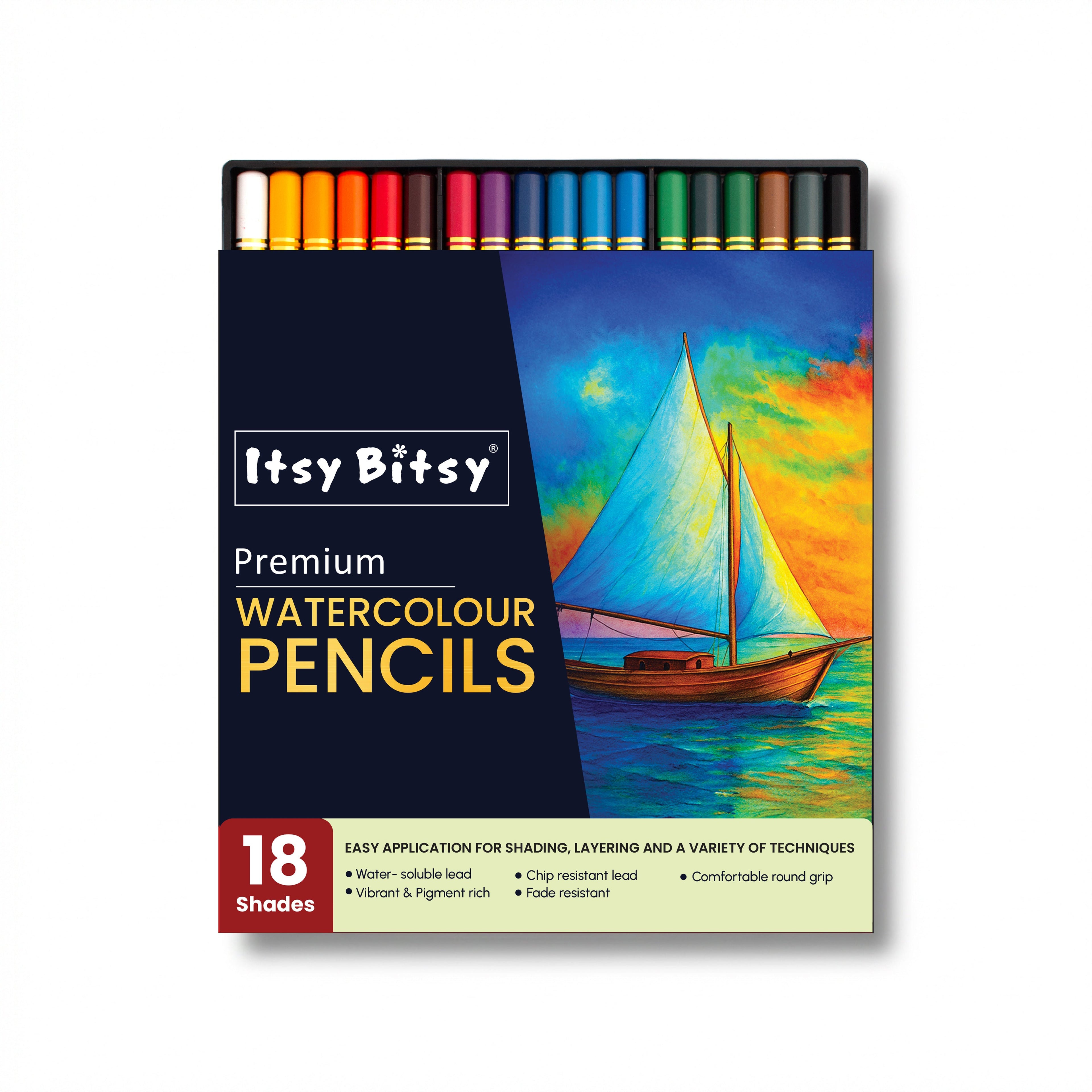 Premium Artist Water colour pencils - Pack of 18 Colours 1Box