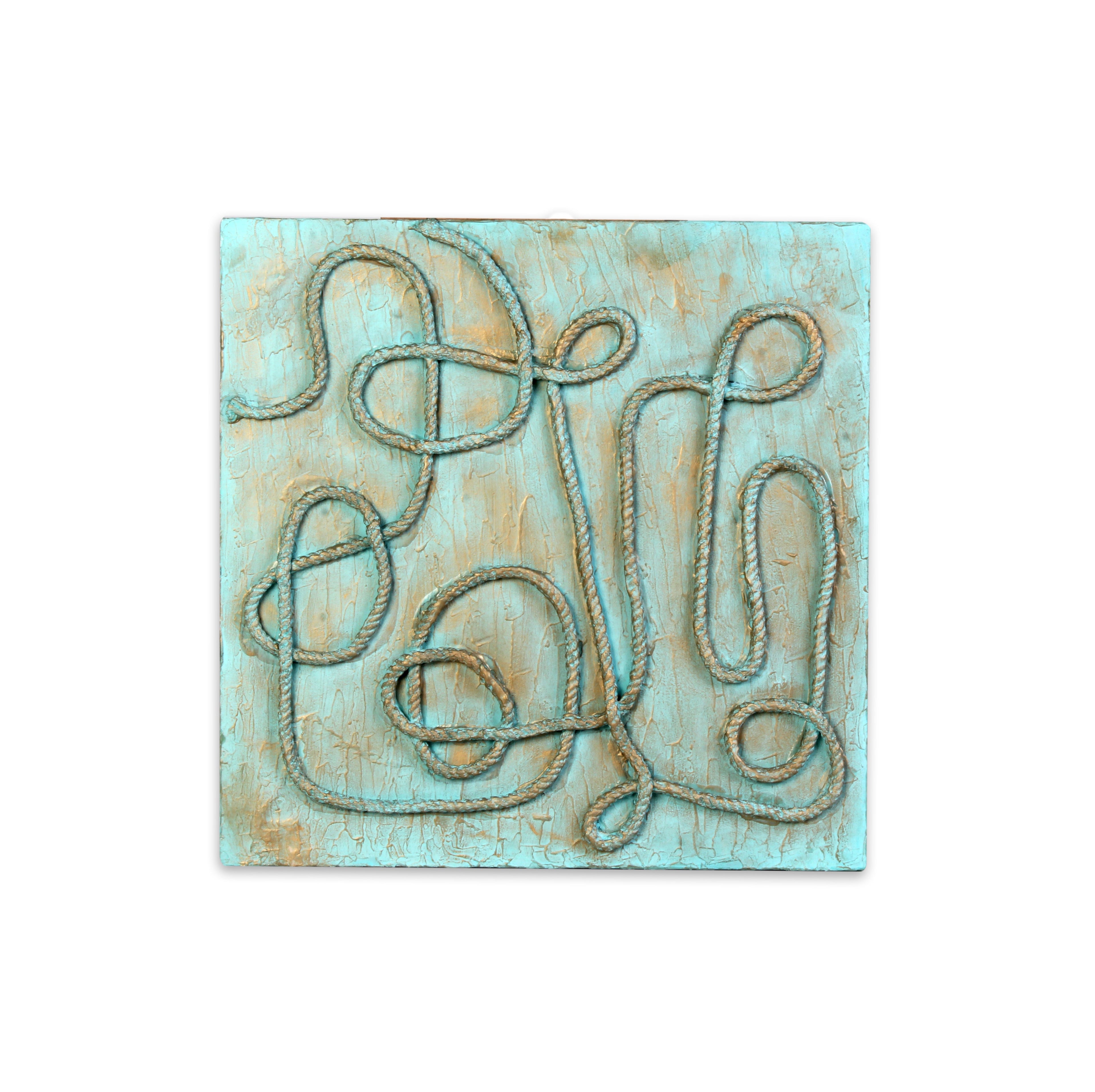 Wall Decor Yarn Art Tangled Earthy Blue Approx H12 X L12 X D0.78inch 1pc
