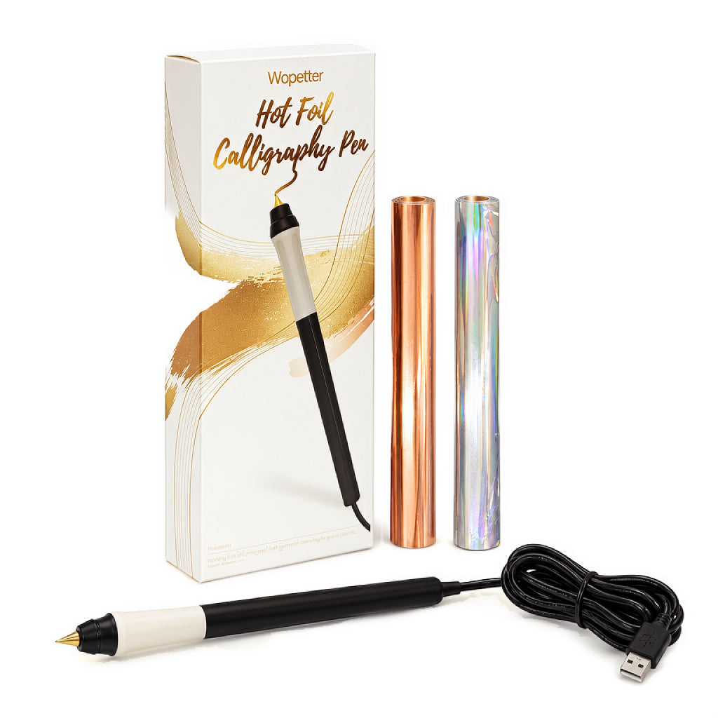 Hot Foil Calligraphy Pen with Gold and Rose Gold Sheet USB Powered 1Box