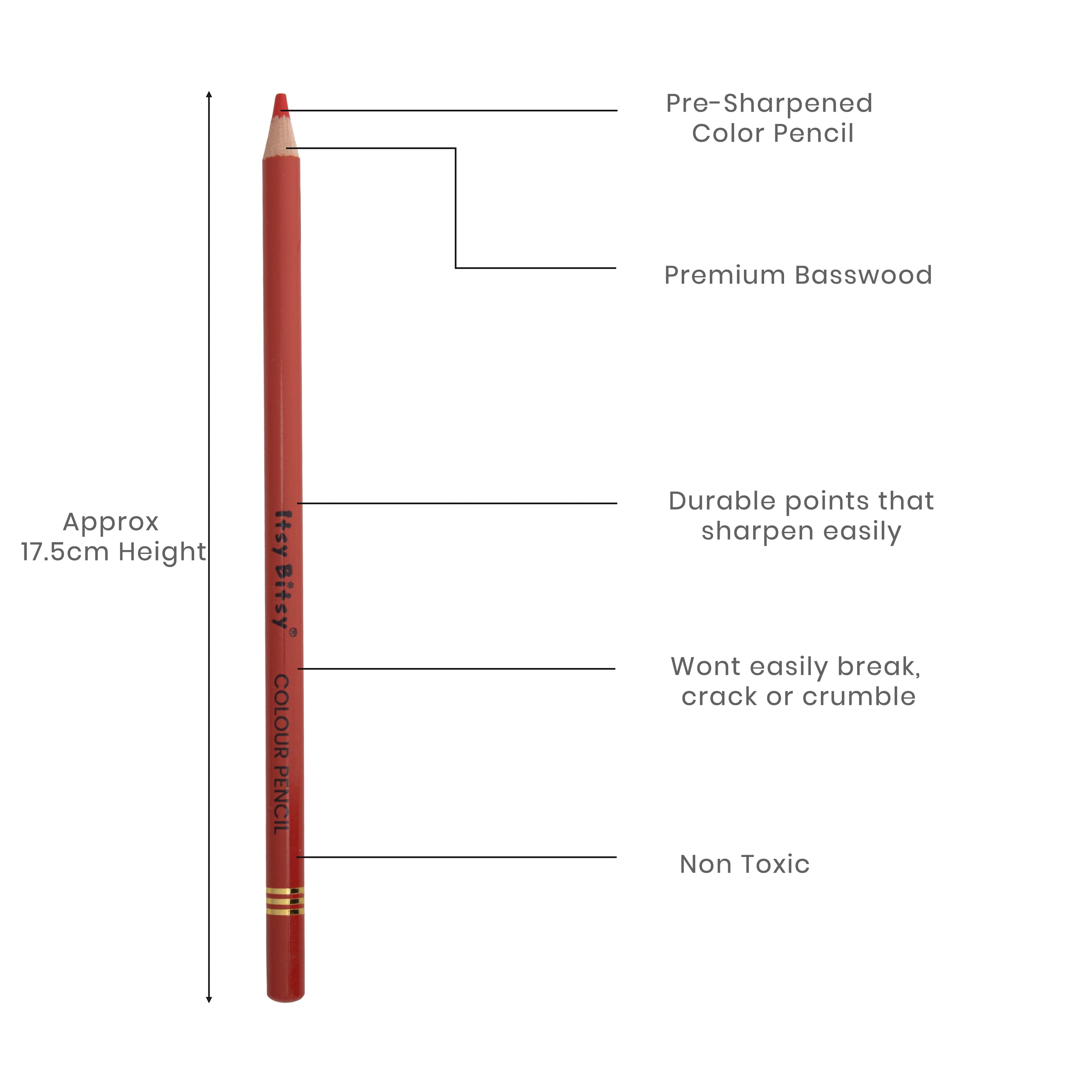 Premium Artist Colour Pencil 1pc - Red Orange