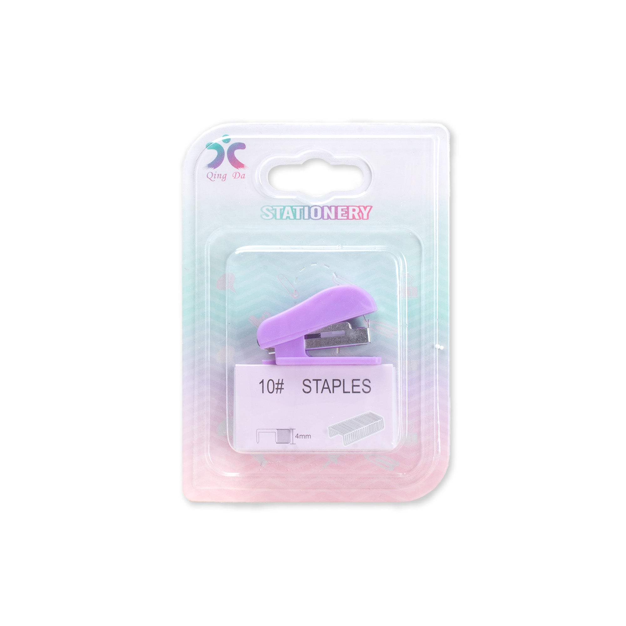 Mini Stapler with Stapler Pin No.10 4mm Pin Size Purple 1set Blister