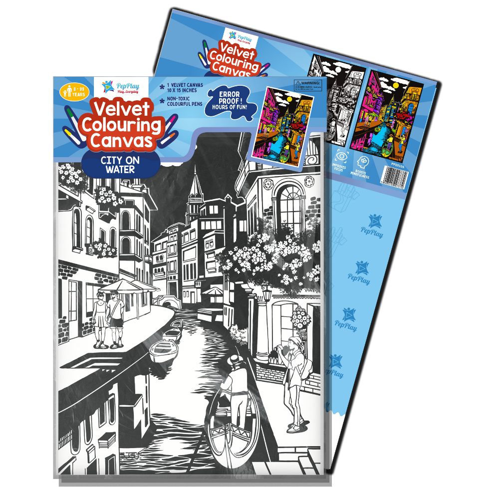 Velvet Colouring Canvas City on Water L38 X W25cm 1pc