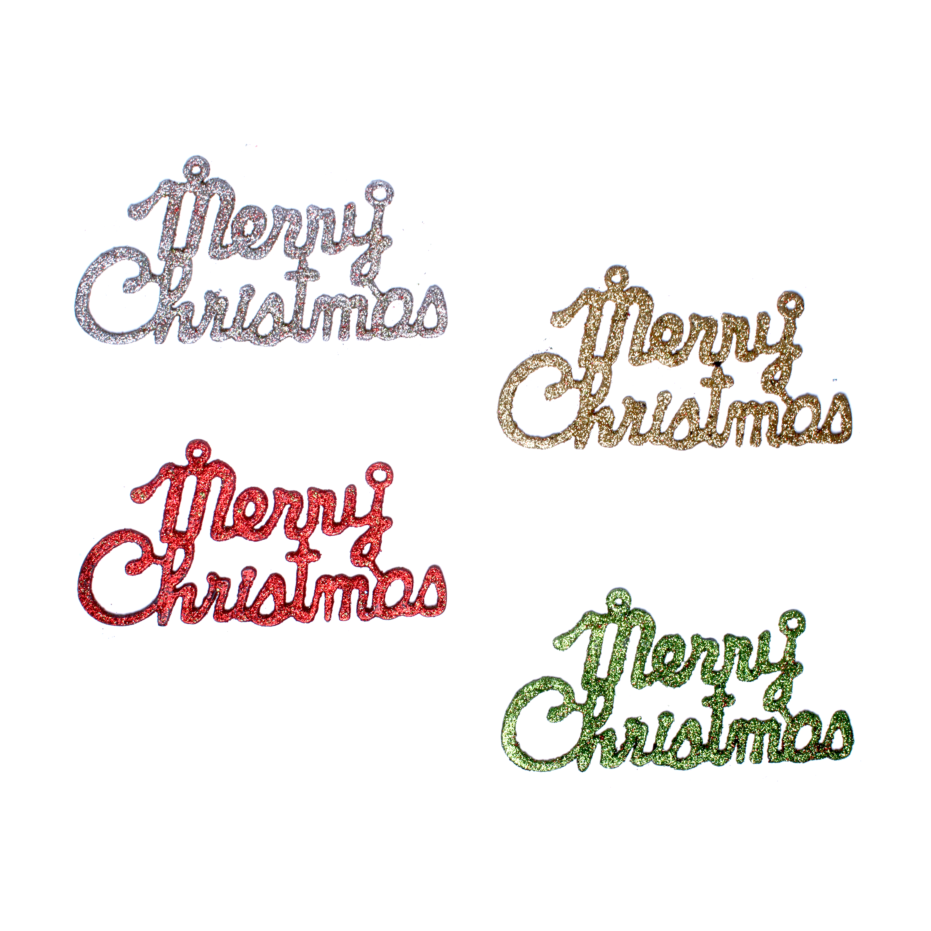 Merry Christmas Glitter Banner Small Asst Col 185Mm X 75Mm X 10Mm 4Pc