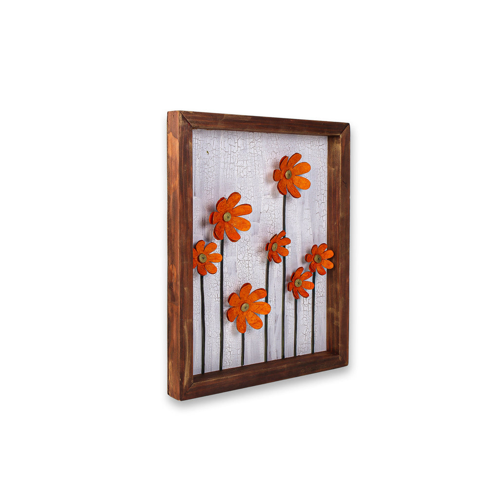 Wall Decor Handmade Daisy Field Yellow 3D Floral Art with Metallic Effect Approx H14 X L11 X D0.98inch