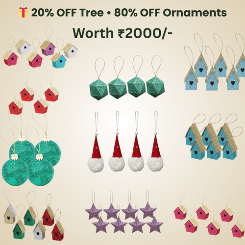 3 Feet - Christmas Festive Tree 80 Branches (90cm) 1pc  (Ornaments Combo)