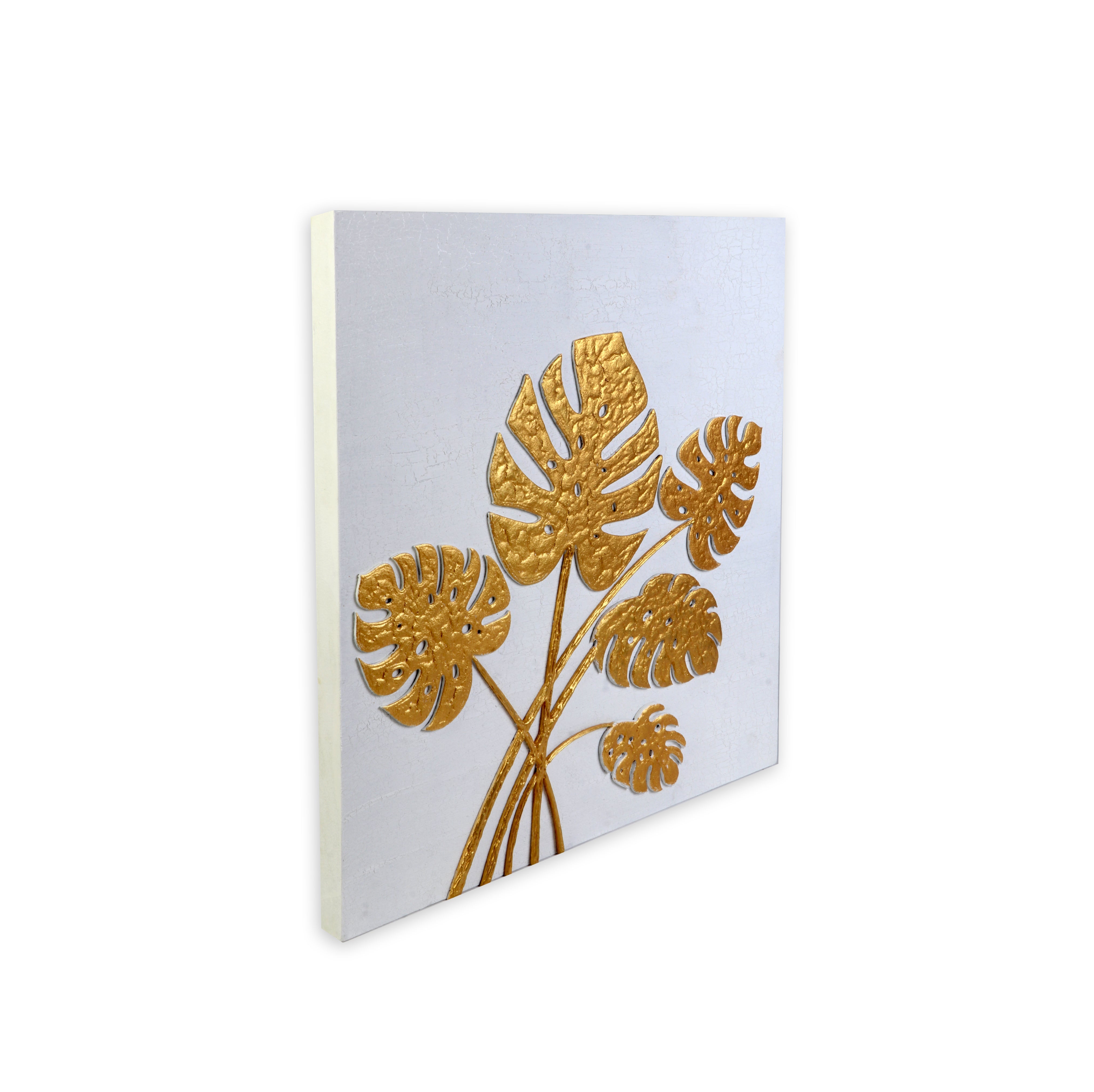 Wall Decor Tropical Monstera Gold Sheen Approx H20 X L20 X D0.98inch 1pc
