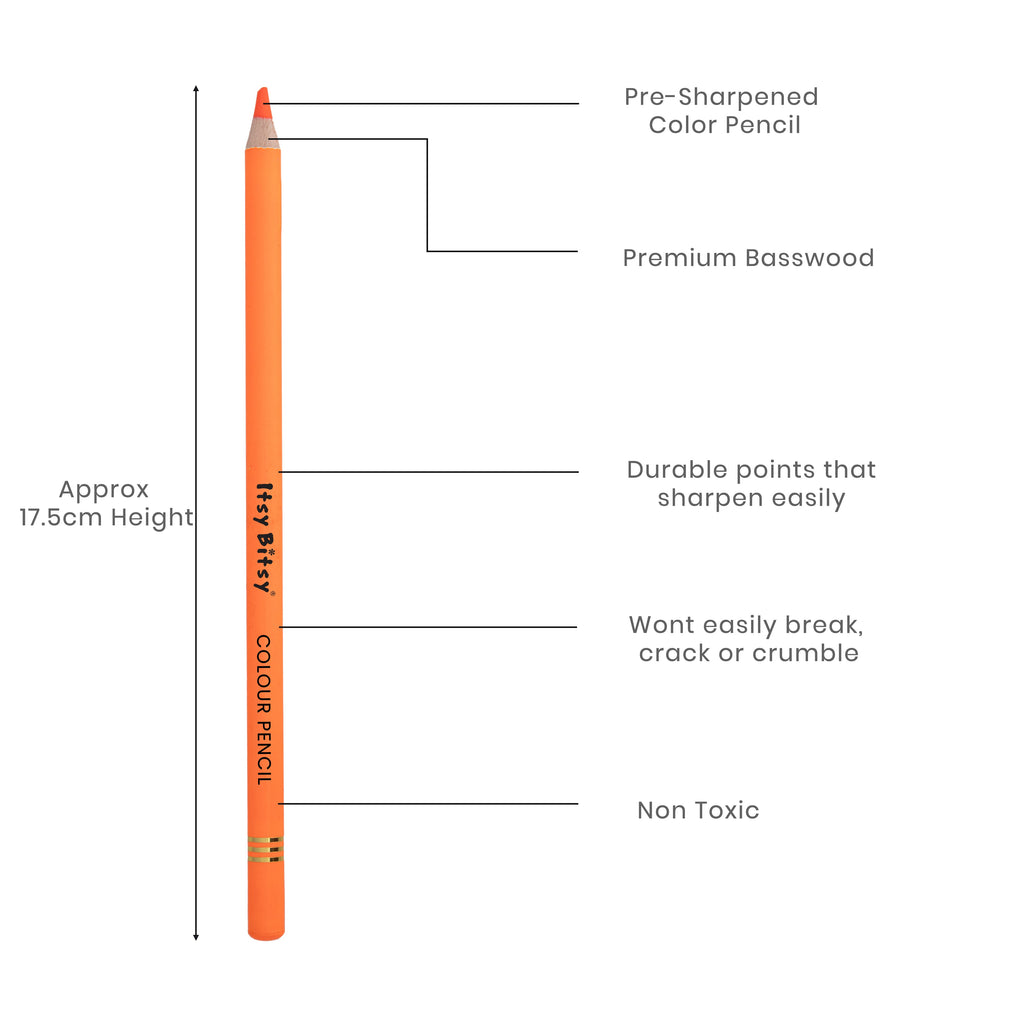 Premium Artist Fluro Colour Pencil 1pc - Neon Orange