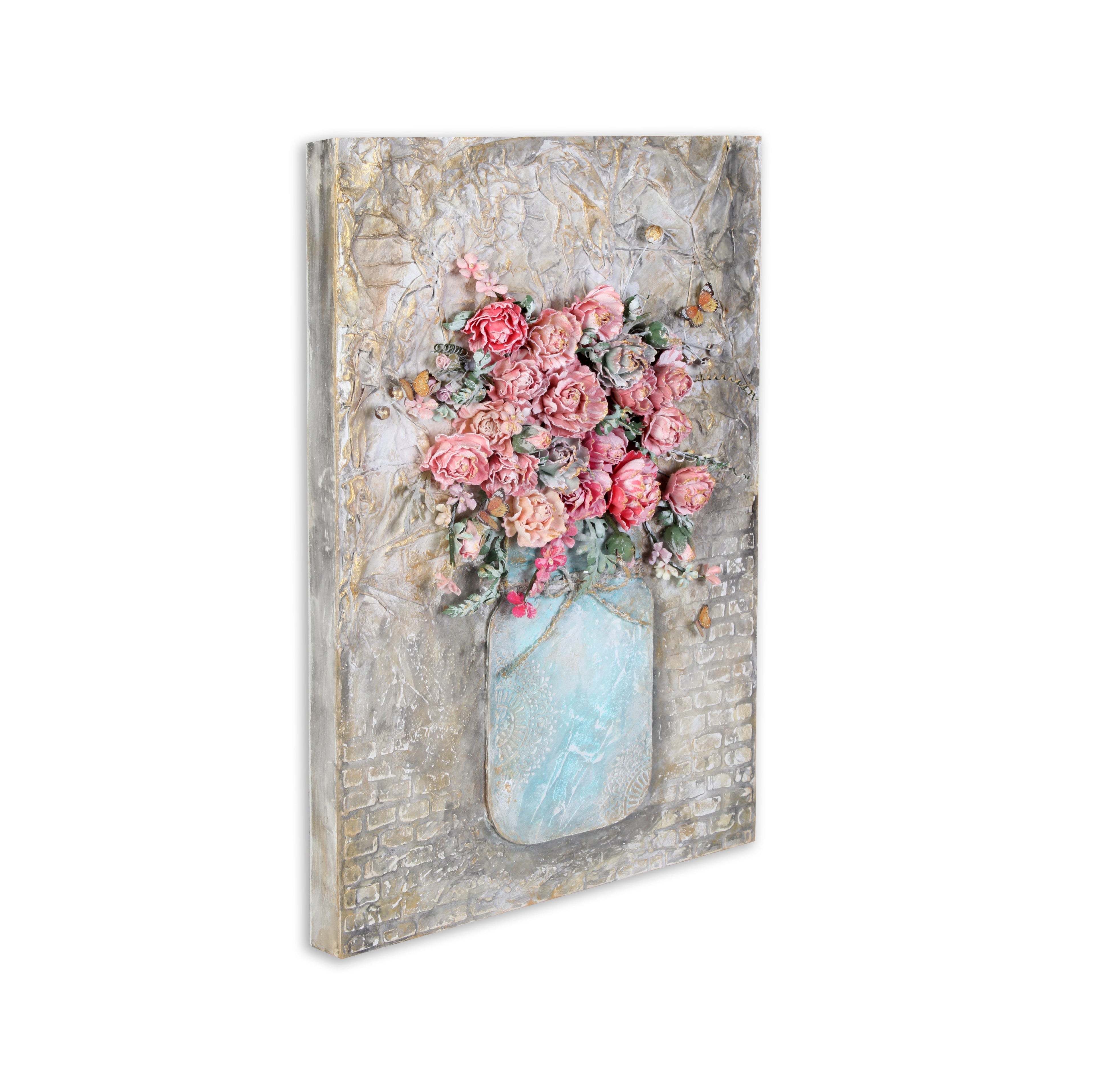 Wall Decor Mixed Media Flower Vase Approx H18 X L12 X D0.98inch 1pc