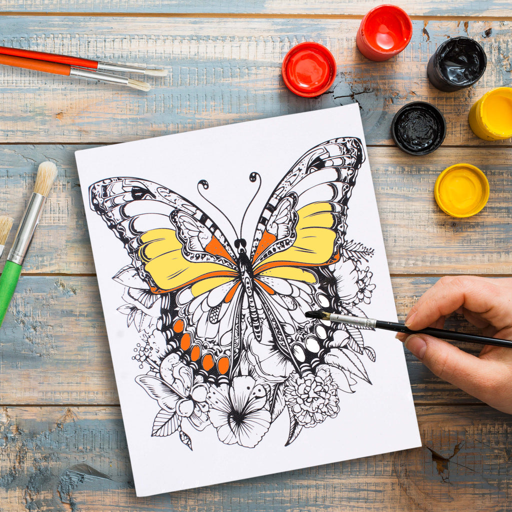 Pre -printed Canvas With Colours Butterfly Beauty Painting Kit 8 X10inch