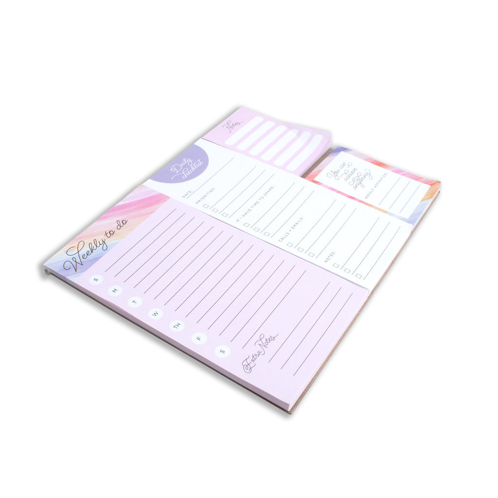 Sticky Notepad Essential Notes Assorted 24 X 19cm 50Sheet ,Weekly To Do 50sheet,Daily Checklist 50Sheet ,Mini Note 50Sheet Weekly Aspiration 50sheet