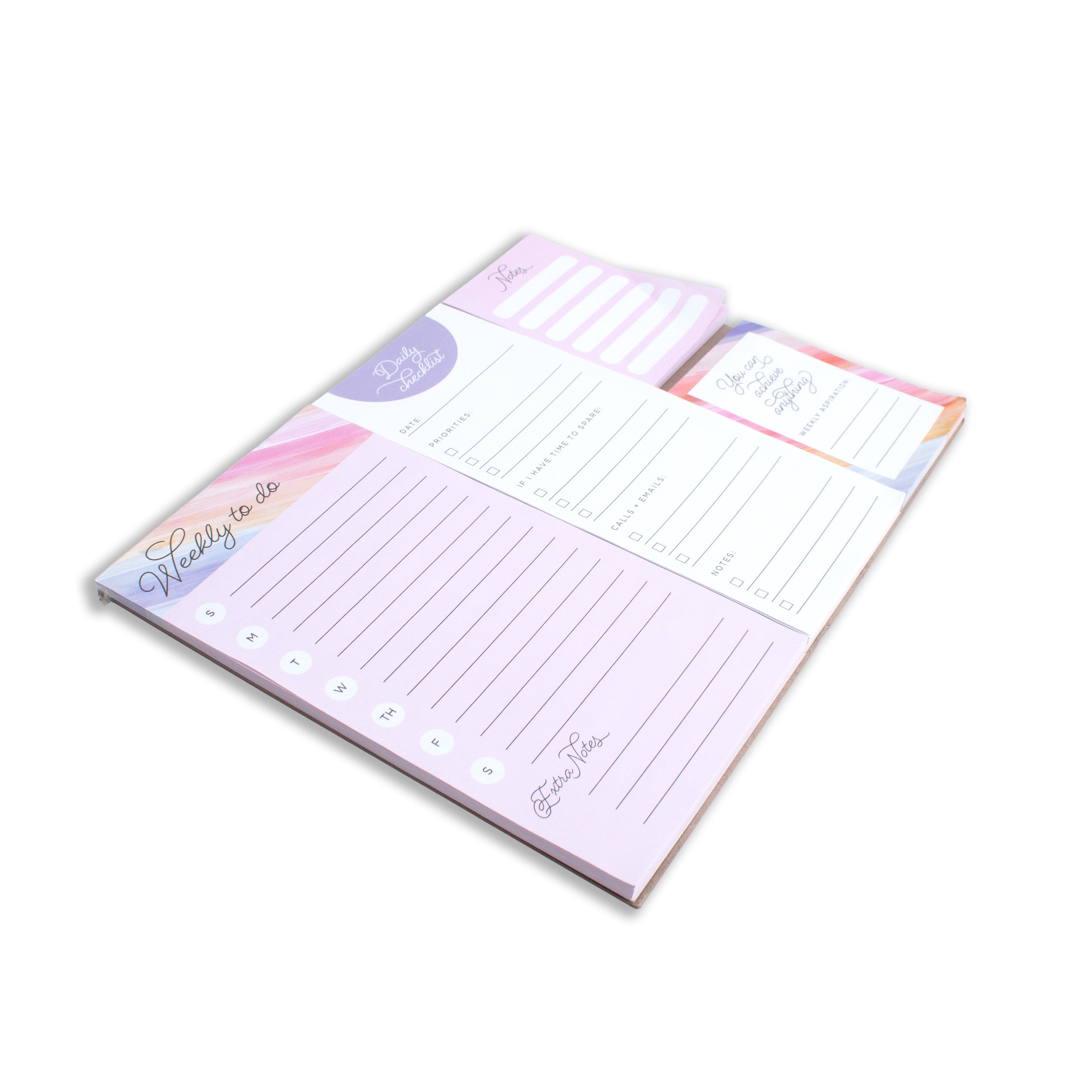 Sticky Notepad Essential Notes Assorted 24 X 19cm 50Sheet ,Weekly To Do 50sheet,Daily Checklist 50Sheet ,Mini Note 50Sheet Weekly Aspiration 50sheet