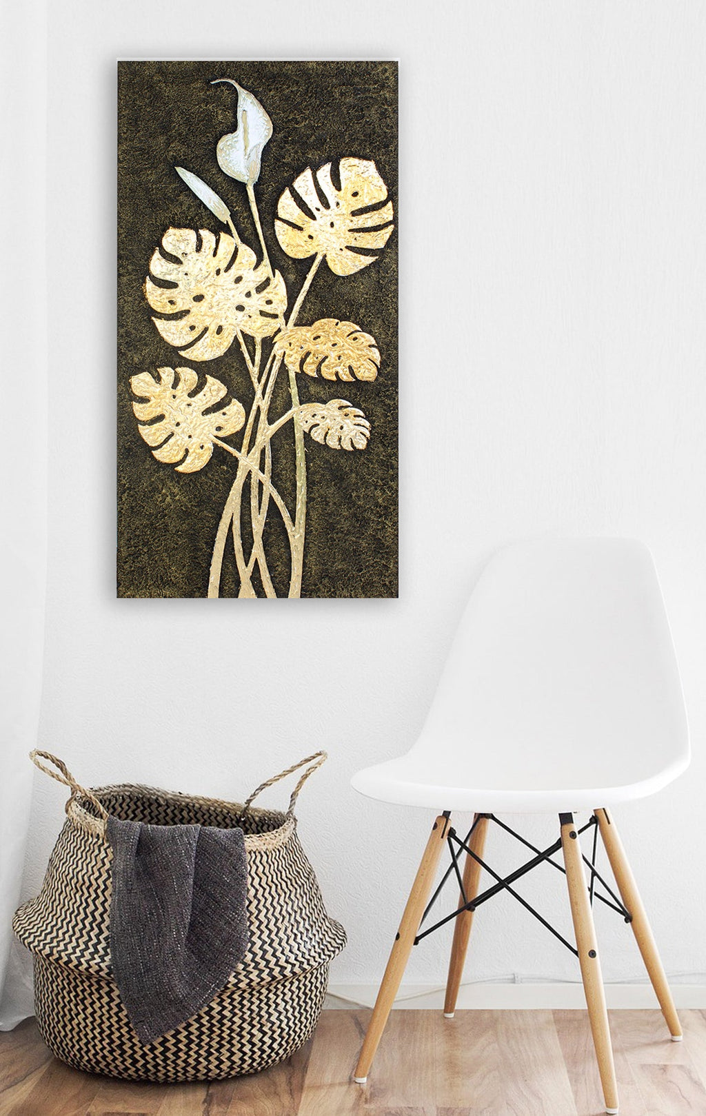 Wall Decor Magnificent Monstera Metallic Sheen Approx H36 X L18 X D1.37inch 1pc