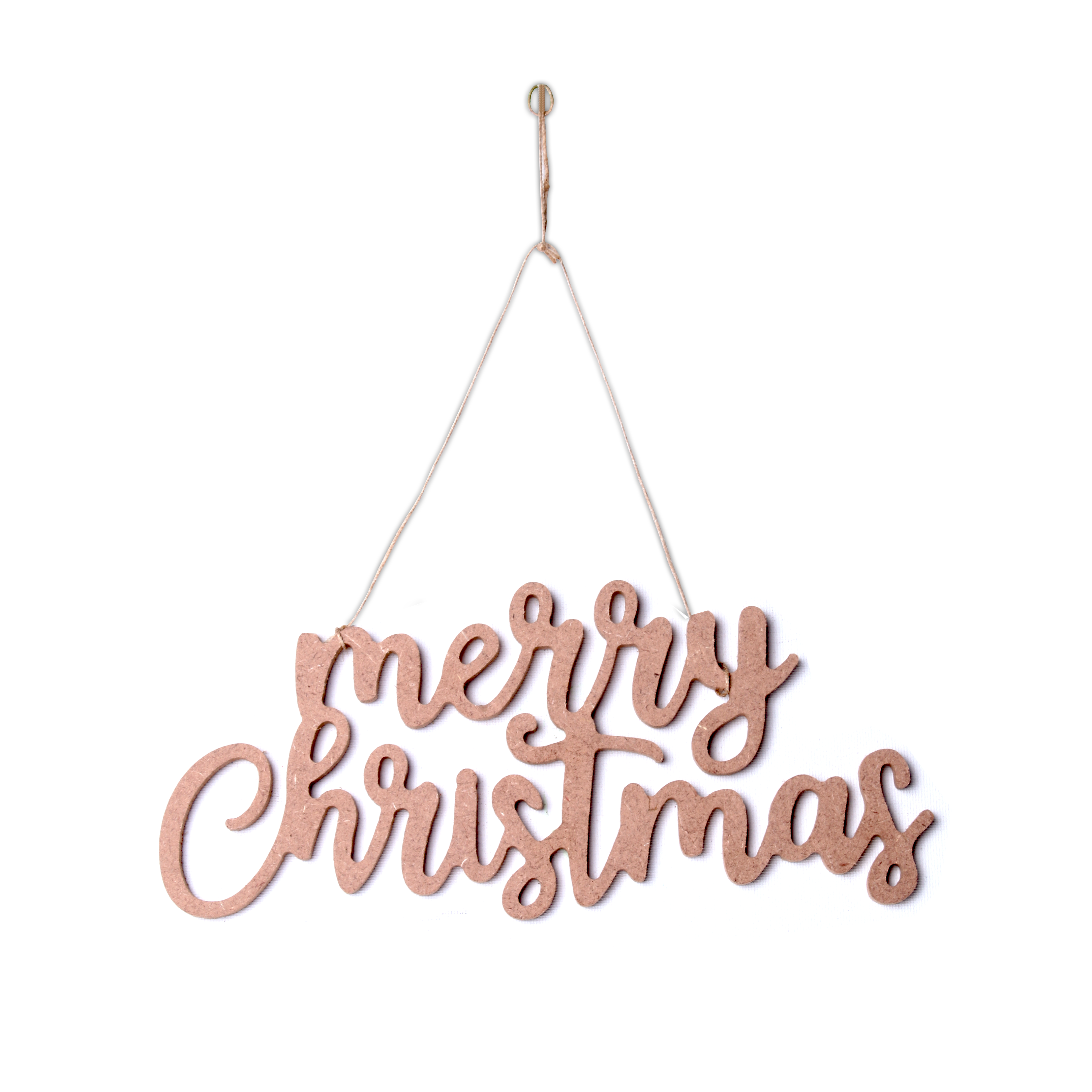 MDF Christmas Hanging Decor Merry Christmas L22.2 x W9.4cm 5.5mm Thick 1pc