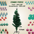 5 Feet - Christmas Tree With Plastic Stand  (Ornaments Combo)