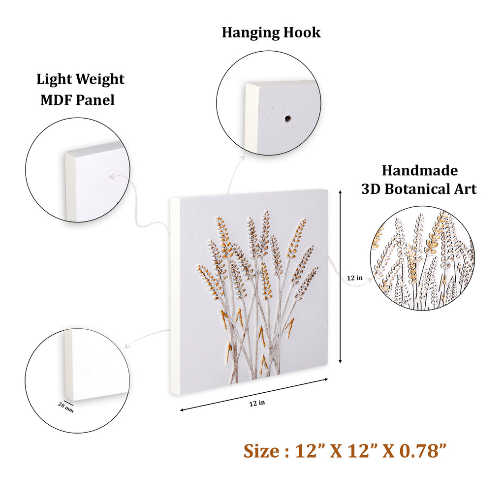 Wall Decor 3D Metallic Corn Field Approx H12 X L12 X D0.78inch