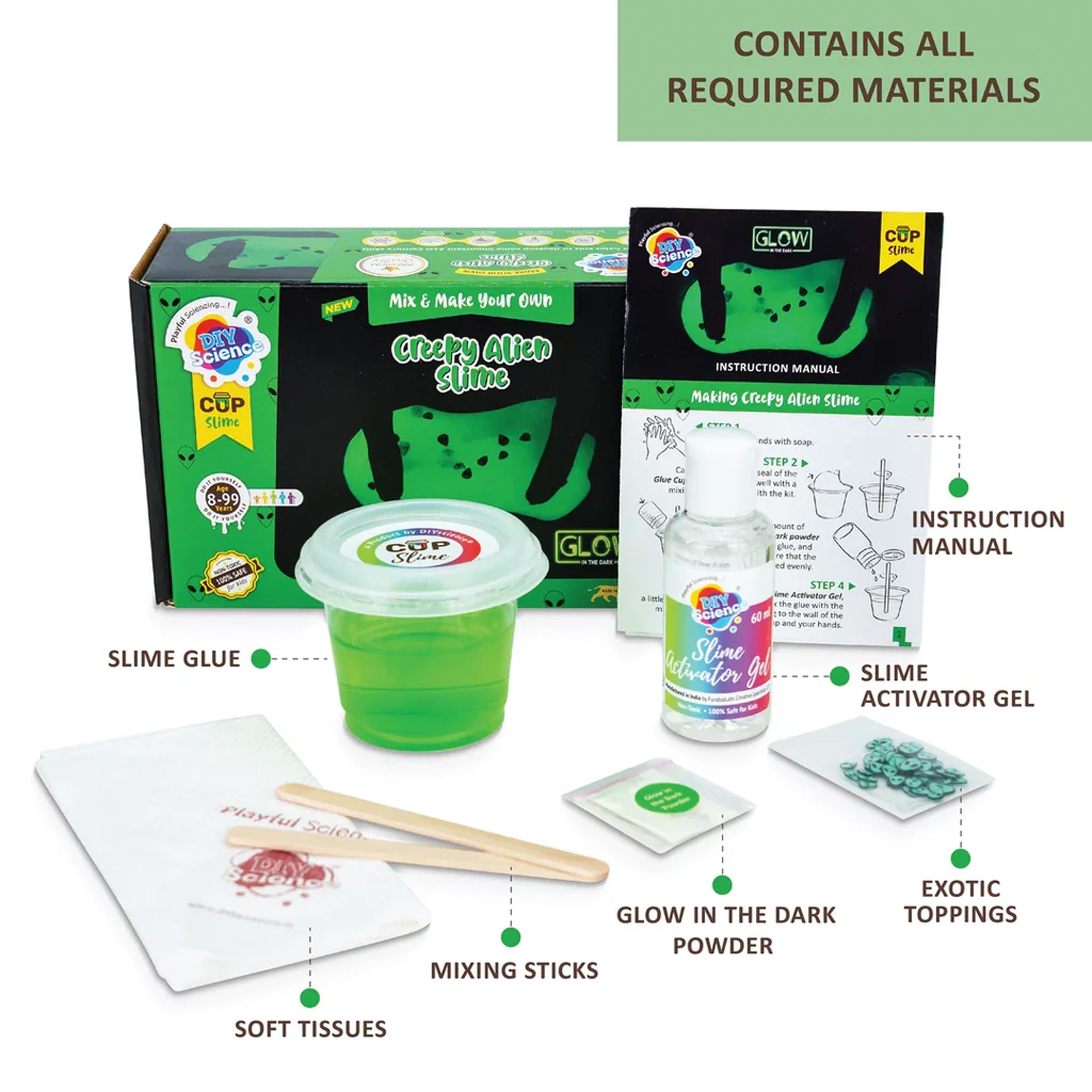 DIY Mix and Make Your Own Glow in the Dark Creepy Alien Slime Box