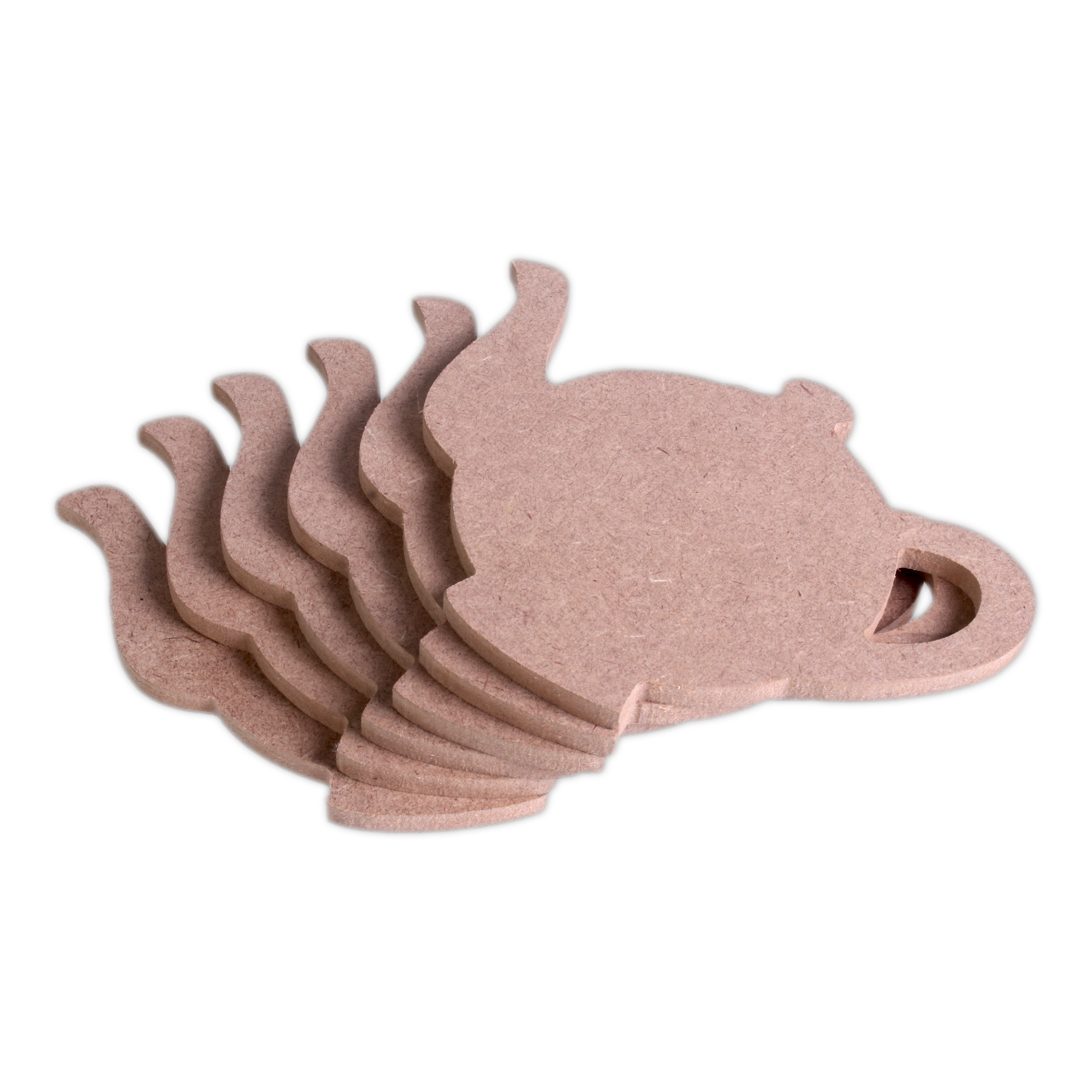 MDF Coaster Teapot 4inch Dia 5.5mm Thick Set of 6pc