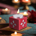 Mirror Art Tealight Holder Red 1.5inch 1pc ( Candle Included 1pc)
