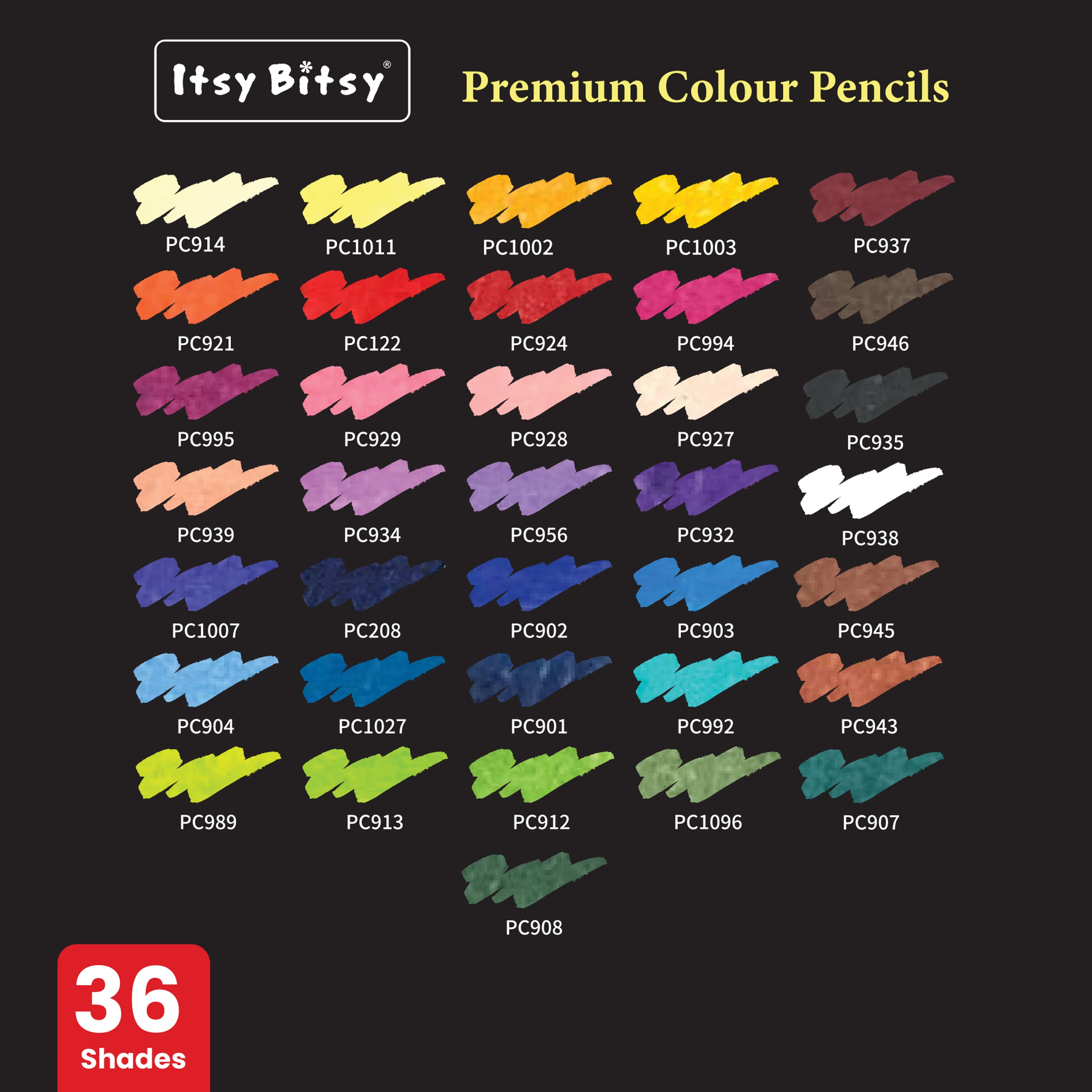 Premium Artist Colour Pencils - Pack of 36 Colours 1Box