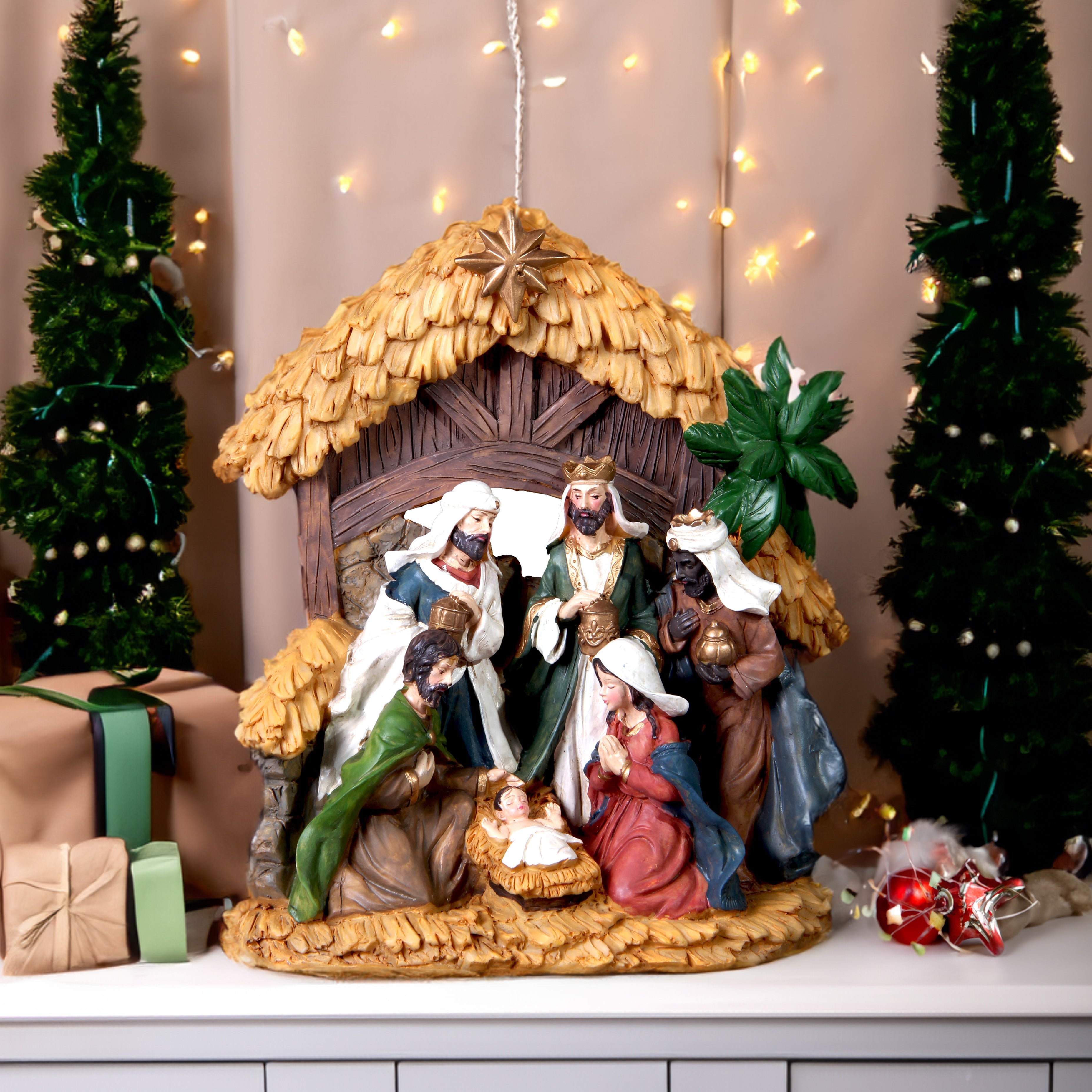 Resin Nativity Crib 1Pc (Height 22cm, Width 20cm)