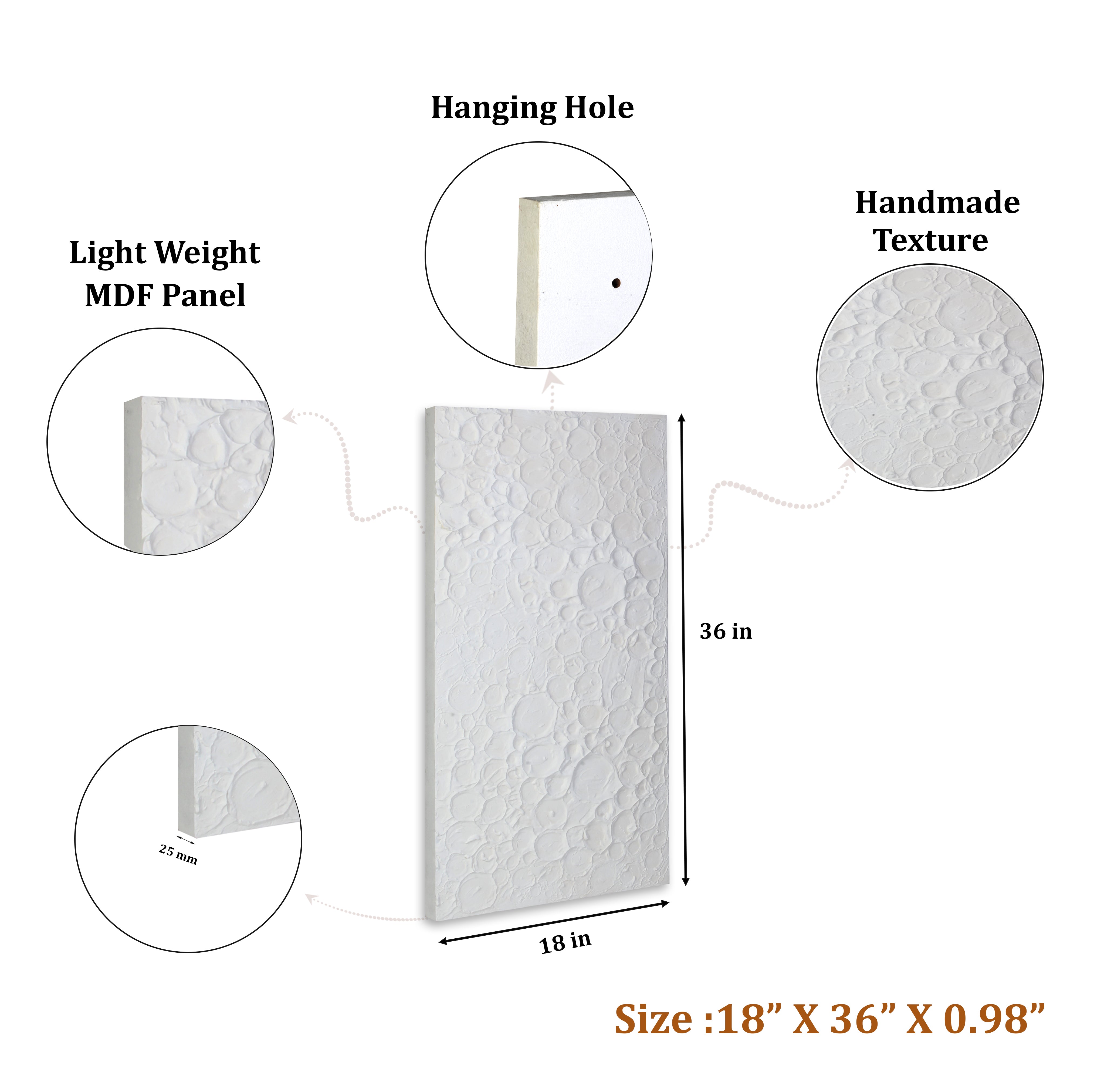 Wall Decor Moon Surface Approx H36 X L18 X D0.78inch 1pc