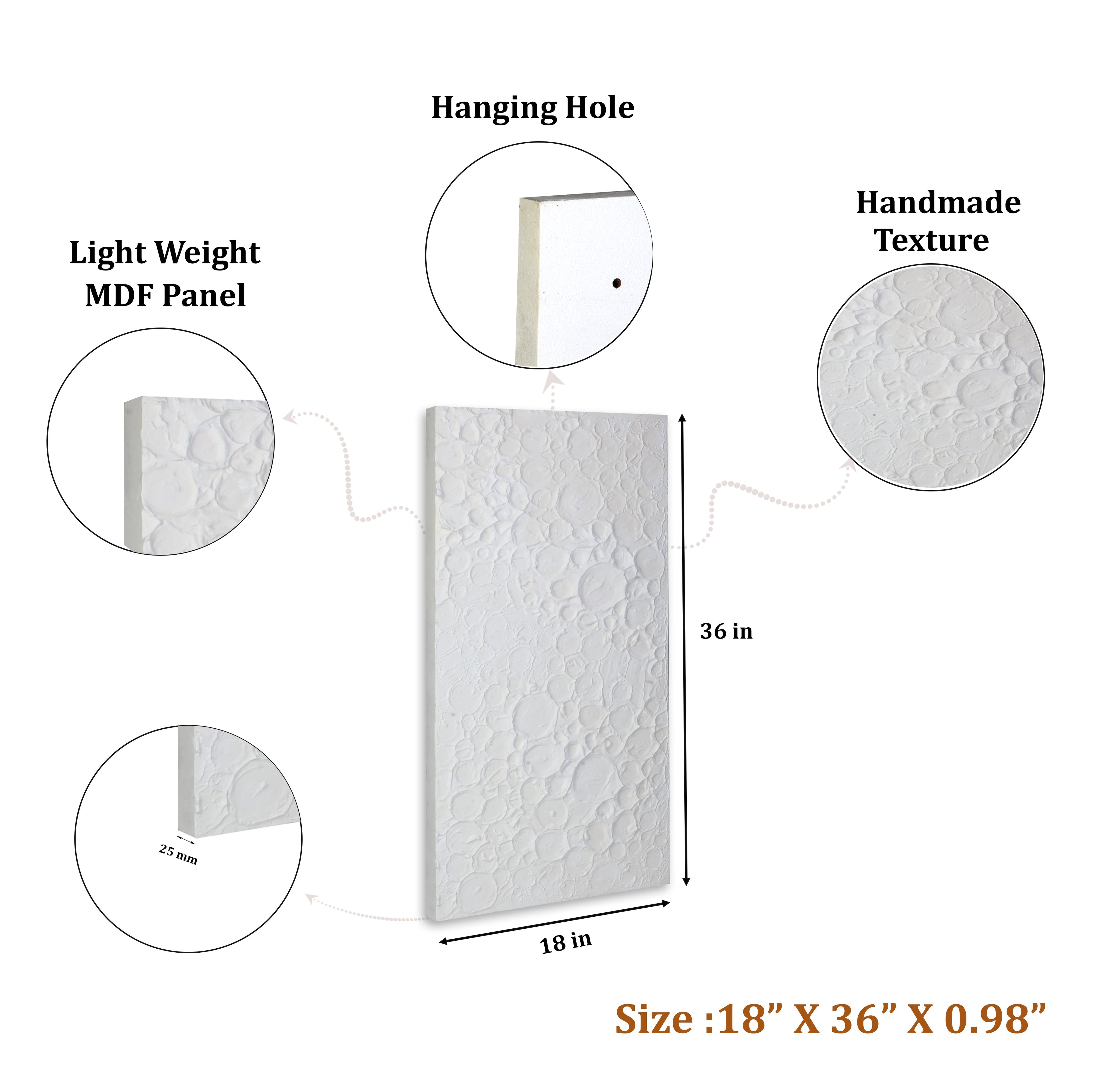 Wall Decor Moon Surface Approx H36 X L18 X D0.78inch 1pc