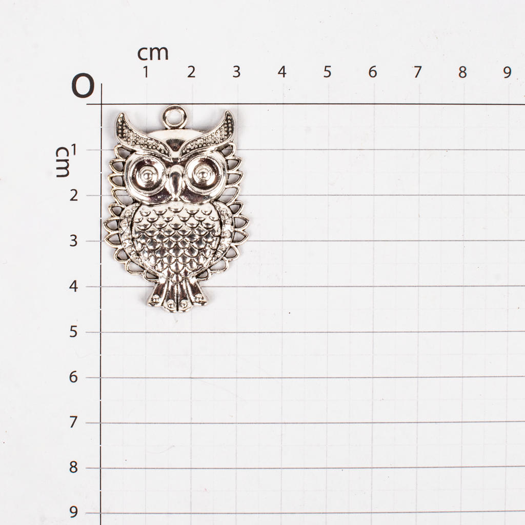 Metal Charms Ornate Owl 1Pc