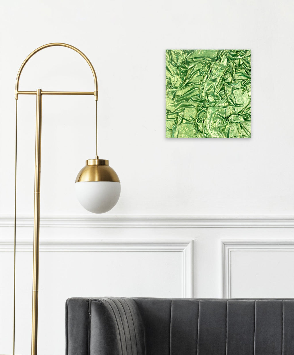 Wall Decor Faux Leather Art Green Sheen Approx H12 X L12 X D0.78inch 1pc