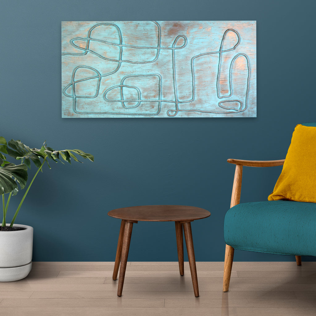 Wall Decor Yarn Art Tangled Earthy Blue Approx H48 X L24 X D0.98inch 1pc