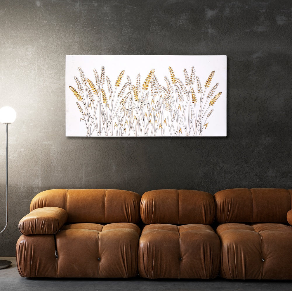 Wall Decor 3D Metallic Corn Field Approx H24 X L12 X D0.78inch 1pc