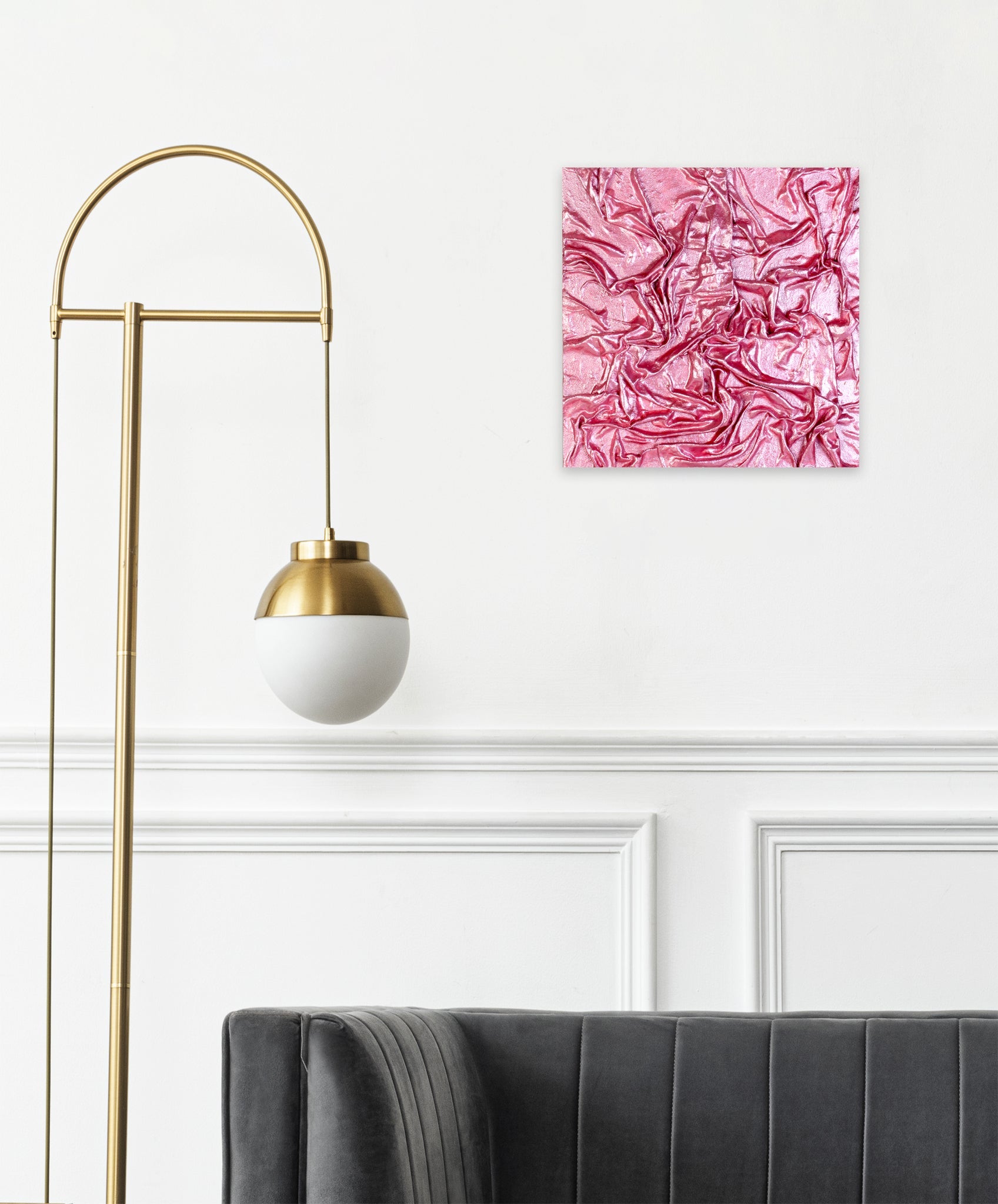 Wall Decor Faux Leather Art Rosy Sheen Approx H12 X L12 X D0.78inch 1pc