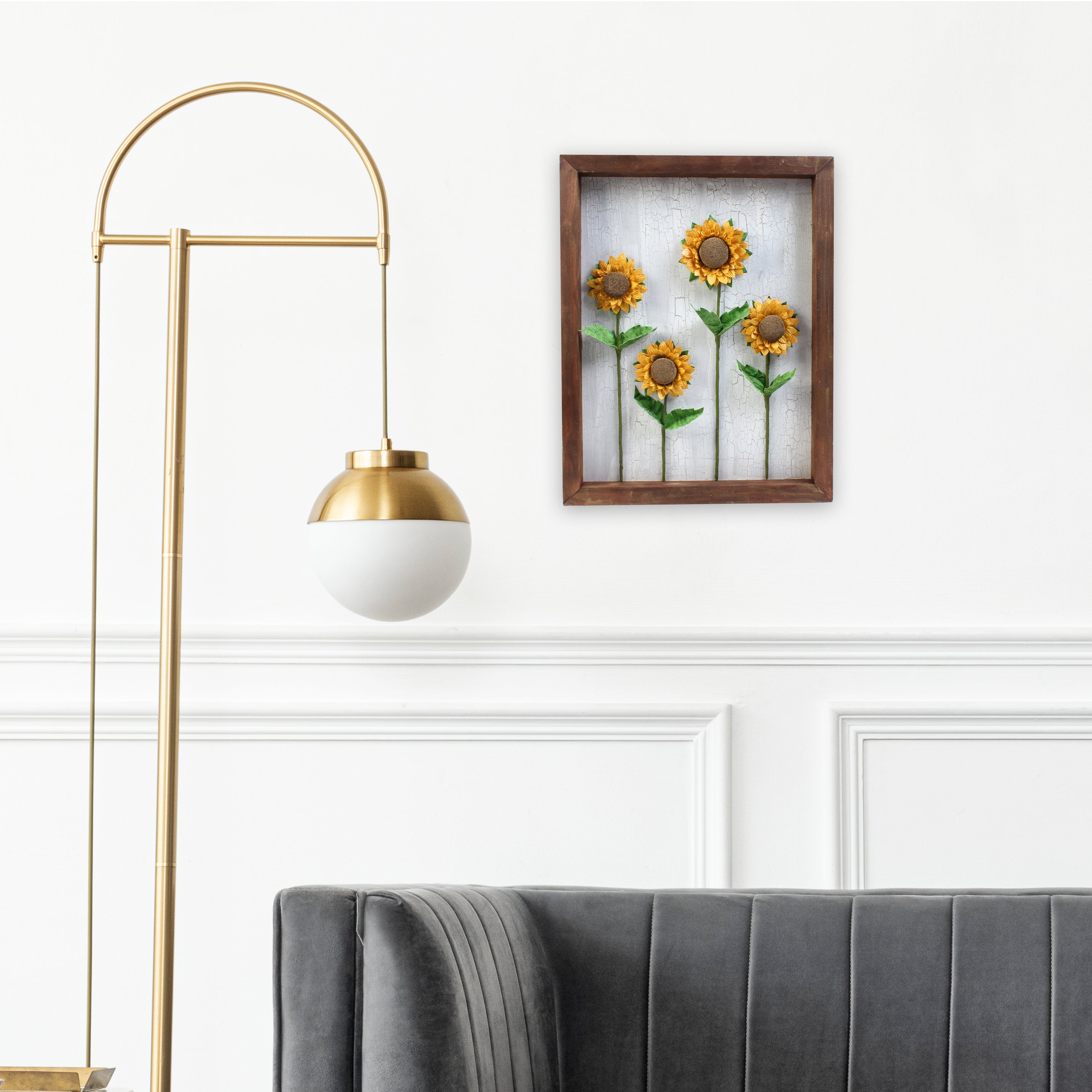 Wall Decor Handmade Sunflower Field 3D Floral Art with Metallic Effect Approx H14 X L11 X D0.98inch