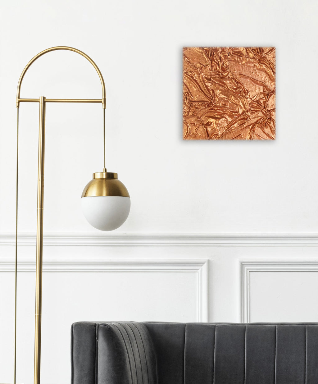 Wall Decor Faux Leather Art Copper Sheen Approx H12 X L12 X D0.78inch 1pc