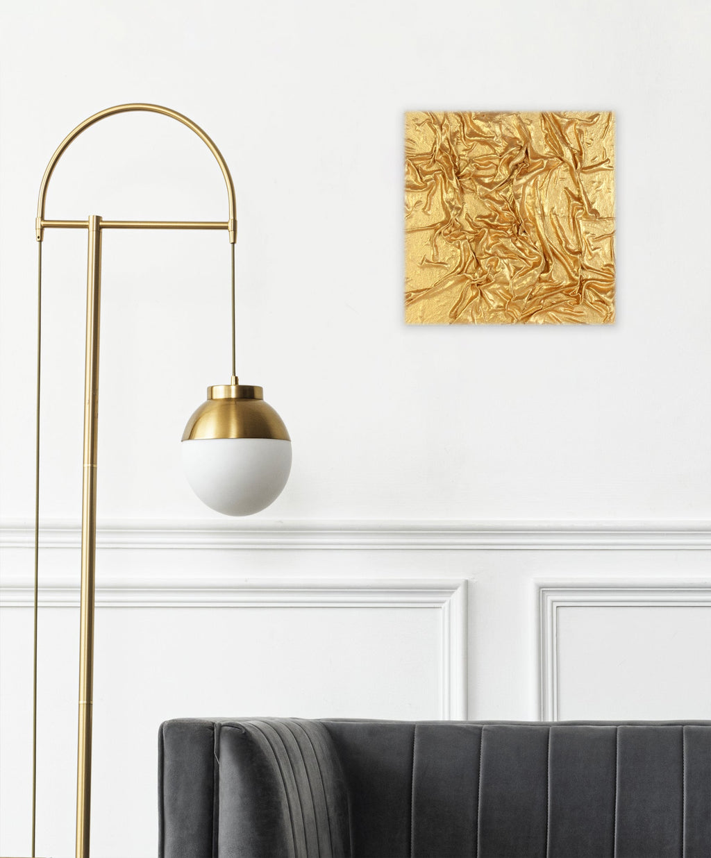 Wall Decor Faux Leather Art Gold Sheen Approx H12 X L12 X D0.78inch 1pc