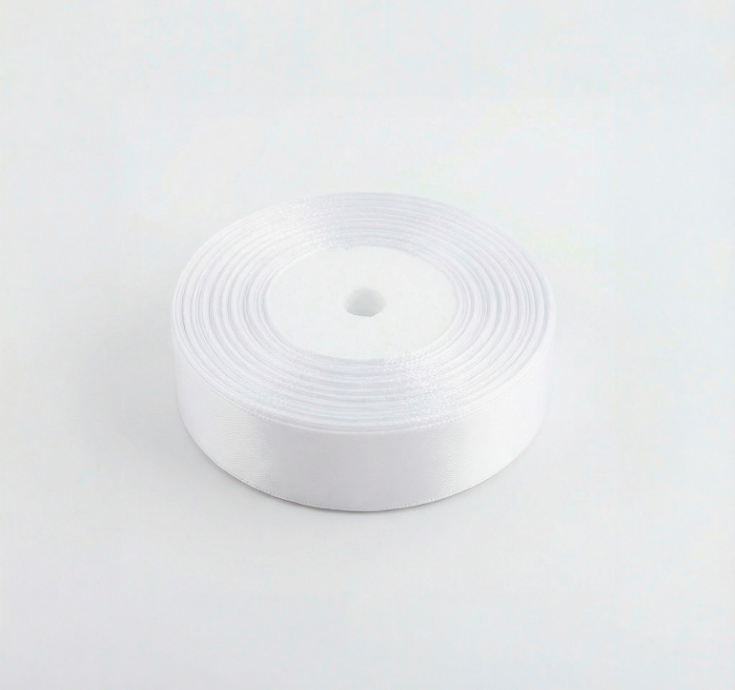 Satin Ribbon 25Mm 50Mtr White