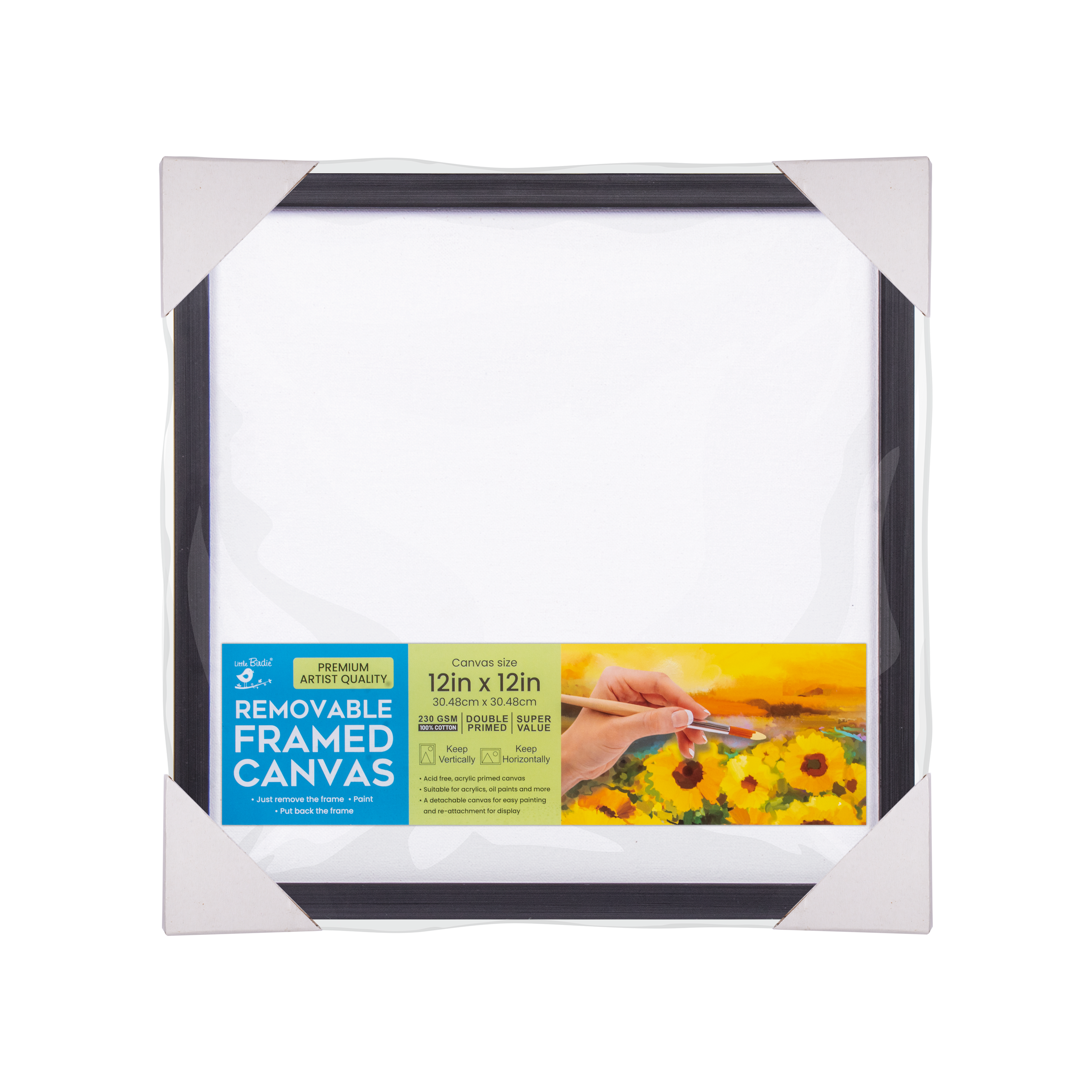 Canvas With Frame Narrow Black 12 X 12Inch 1Pc